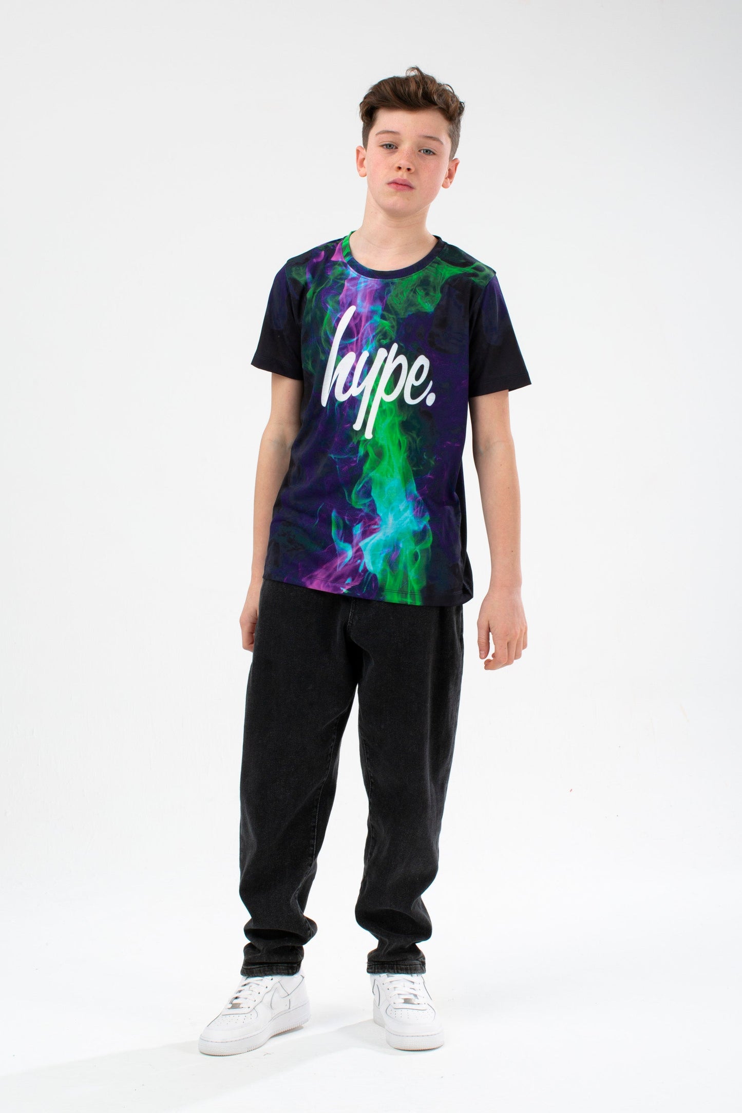 HYPE BOYS GREEN FLAME FADE SCRIPT T-SHIRT THREE PACK