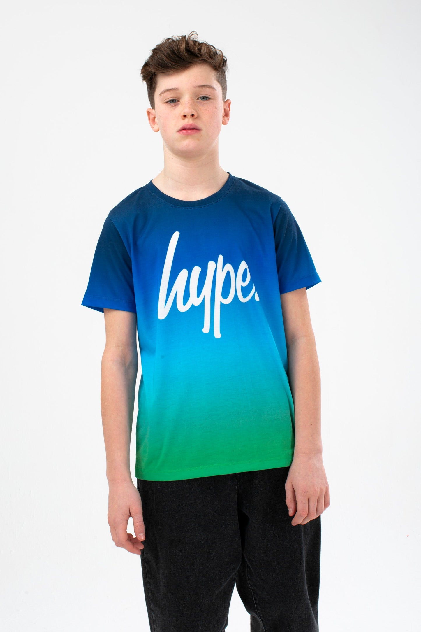 HYPE BOYS GREEN FLAME FADE SCRIPT T-SHIRT THREE PACK