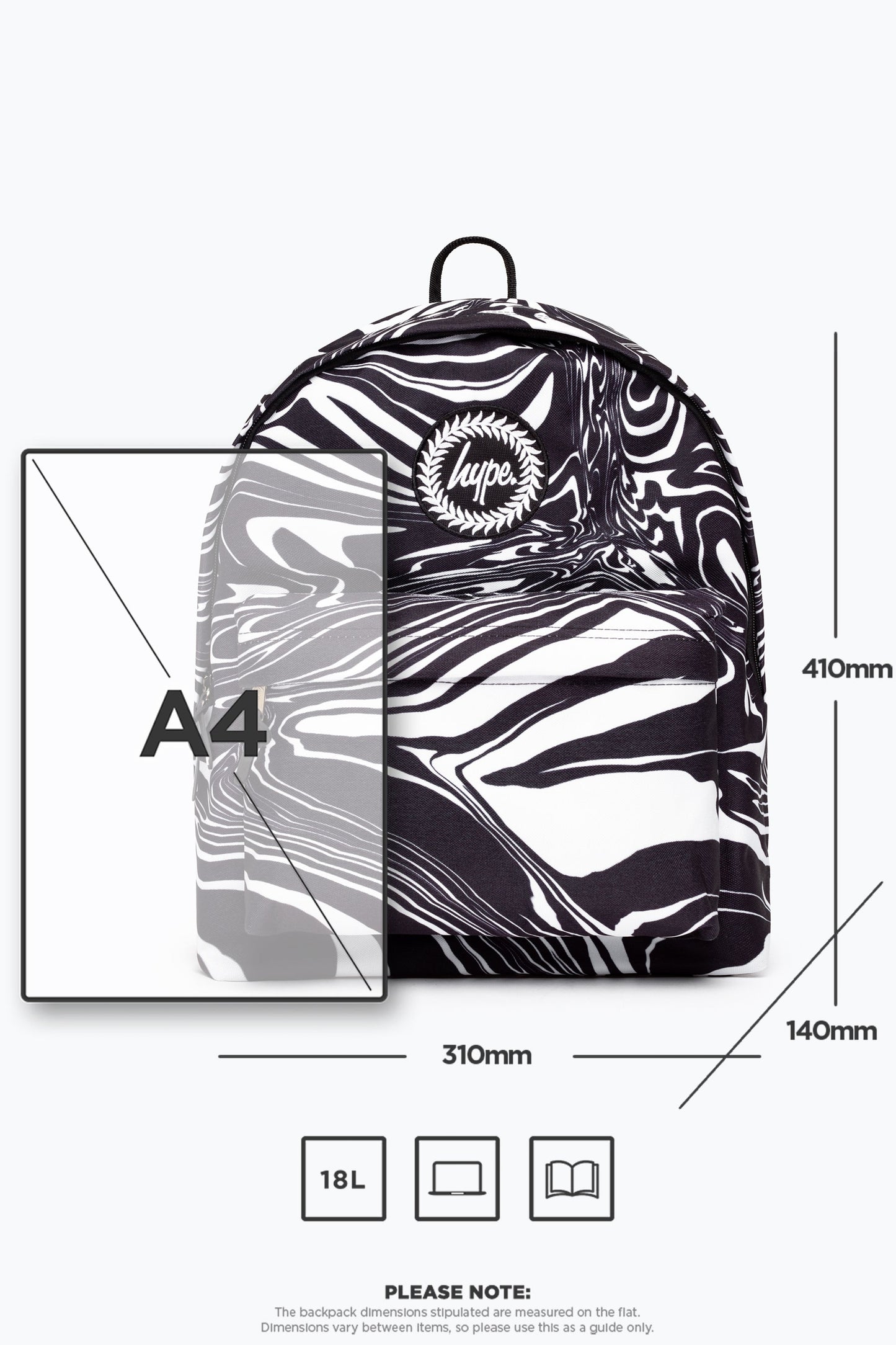 HYPE BLACK MONO SWIRL BACKPACK