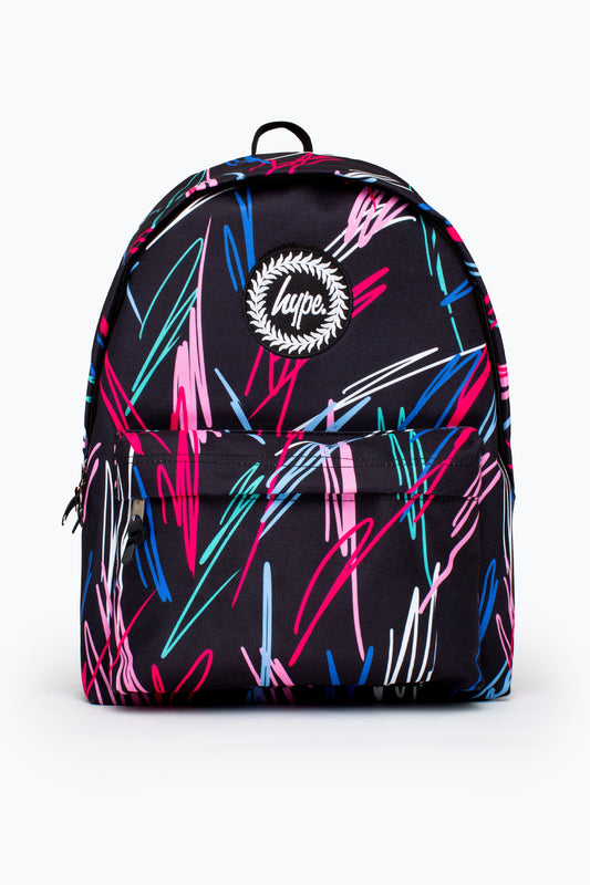 HYPE BLACK MULTI SCRIBBLE BACKPACK