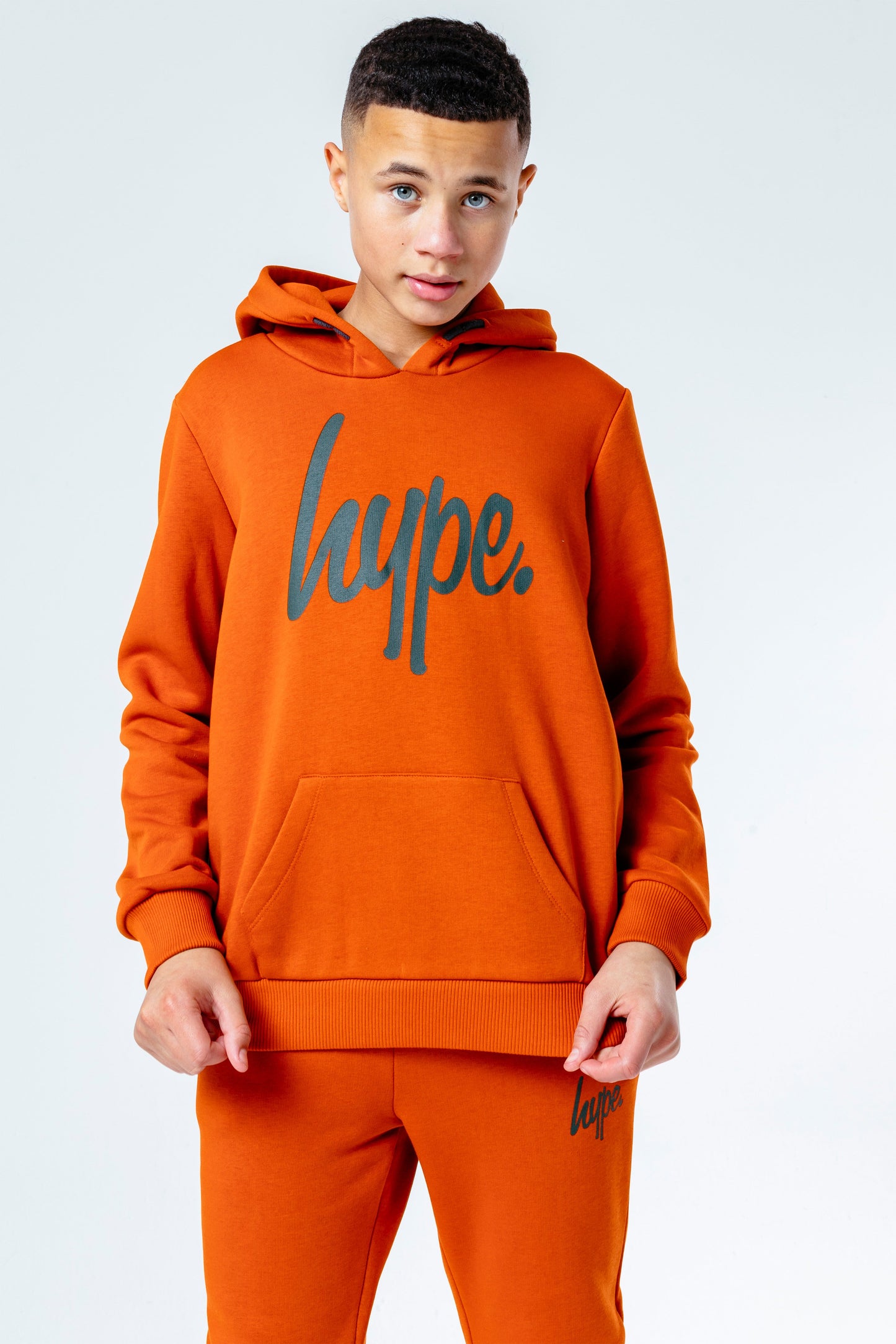 Hype Brick With Olive Script Kids Hoodie & Jogger Set