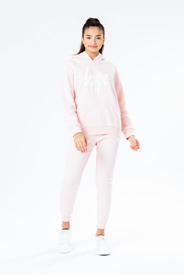 Hype Pink With White Script Kids Hoodie & Jogger Set