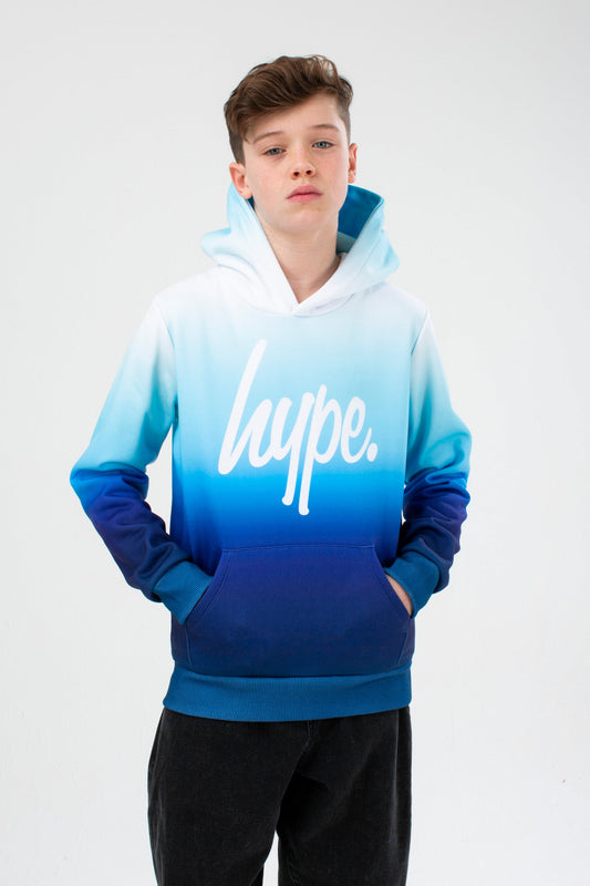 HYPE BOYS BLUE FADE SCRIPT HOODIE