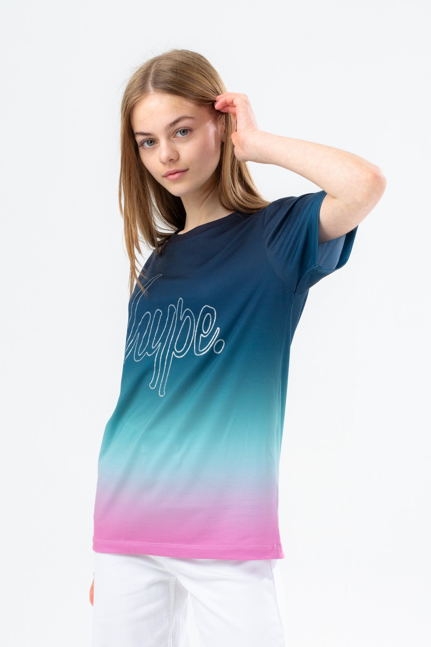 HYPE GIRLS PARADISE FADE GLITTER T-SHIRT