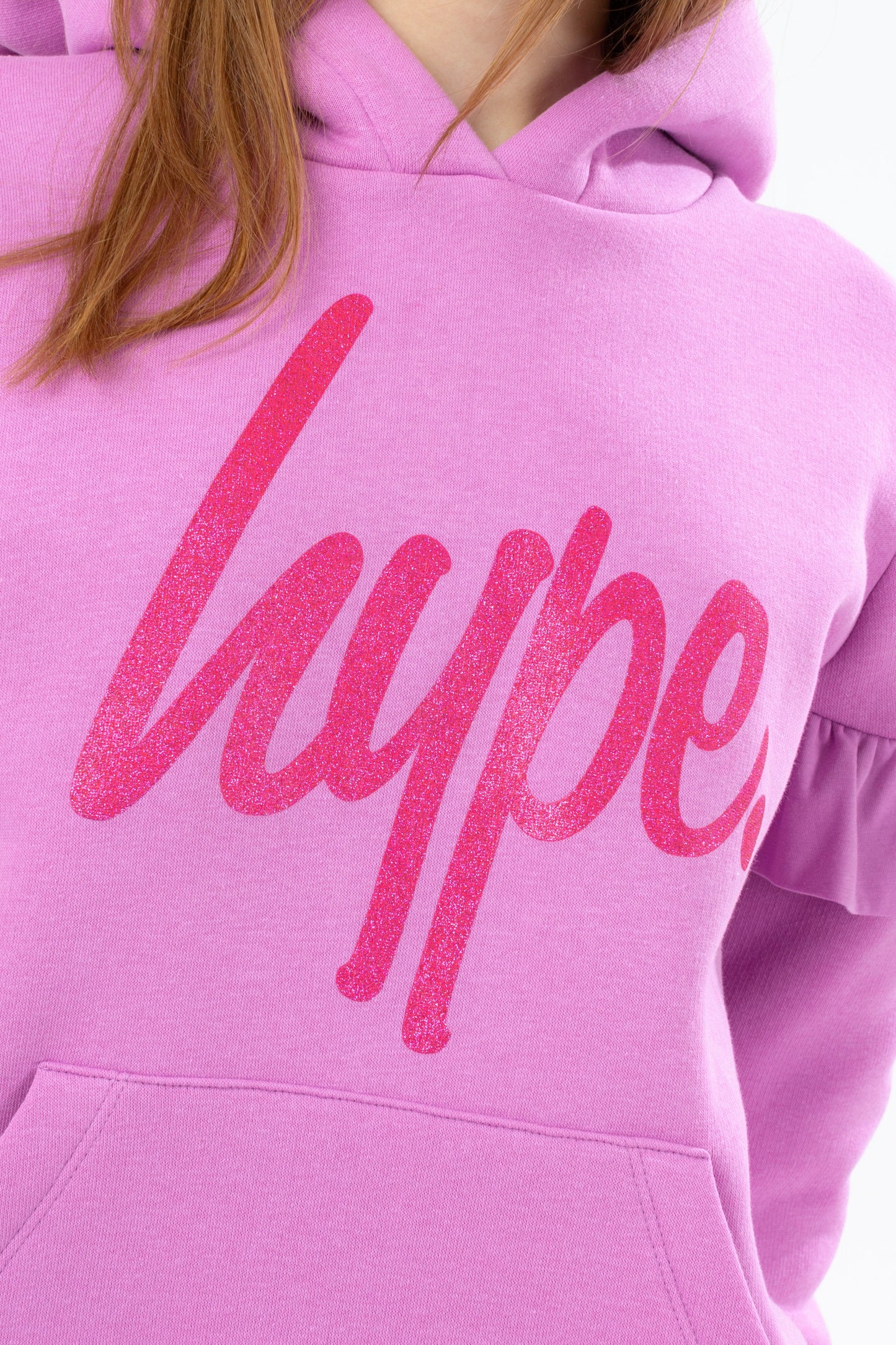 HYPE GIRLS LILAC GLITTER FRILL HOODIE