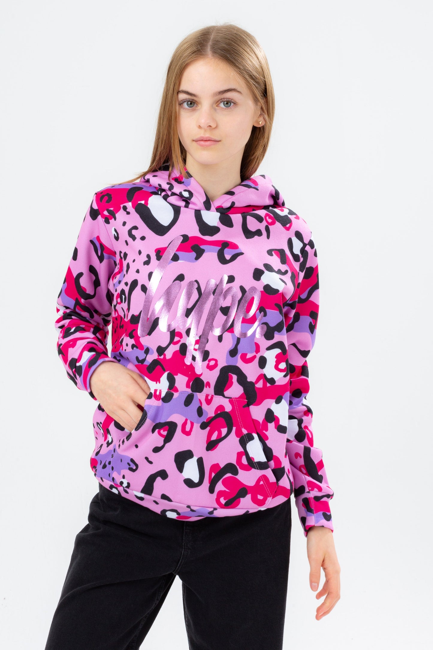 HYPE GIRLS LEOPARD PINK CAMO HOODIE