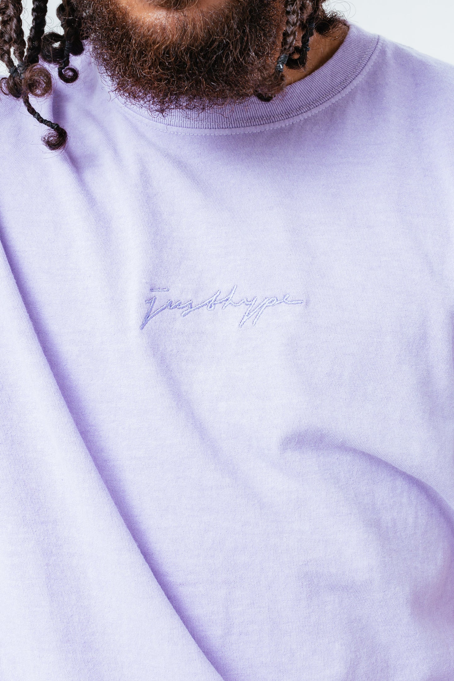 HYPE LILAC SCRIBBLE LOGO EMBROIDERY MEN'S T-SHIRT