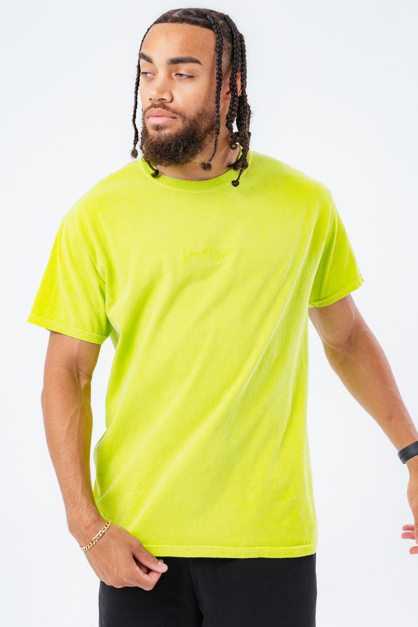 HYPE LIME SCRIBBLE LOGO EMBROIDERY MEN'S T-SHIRT