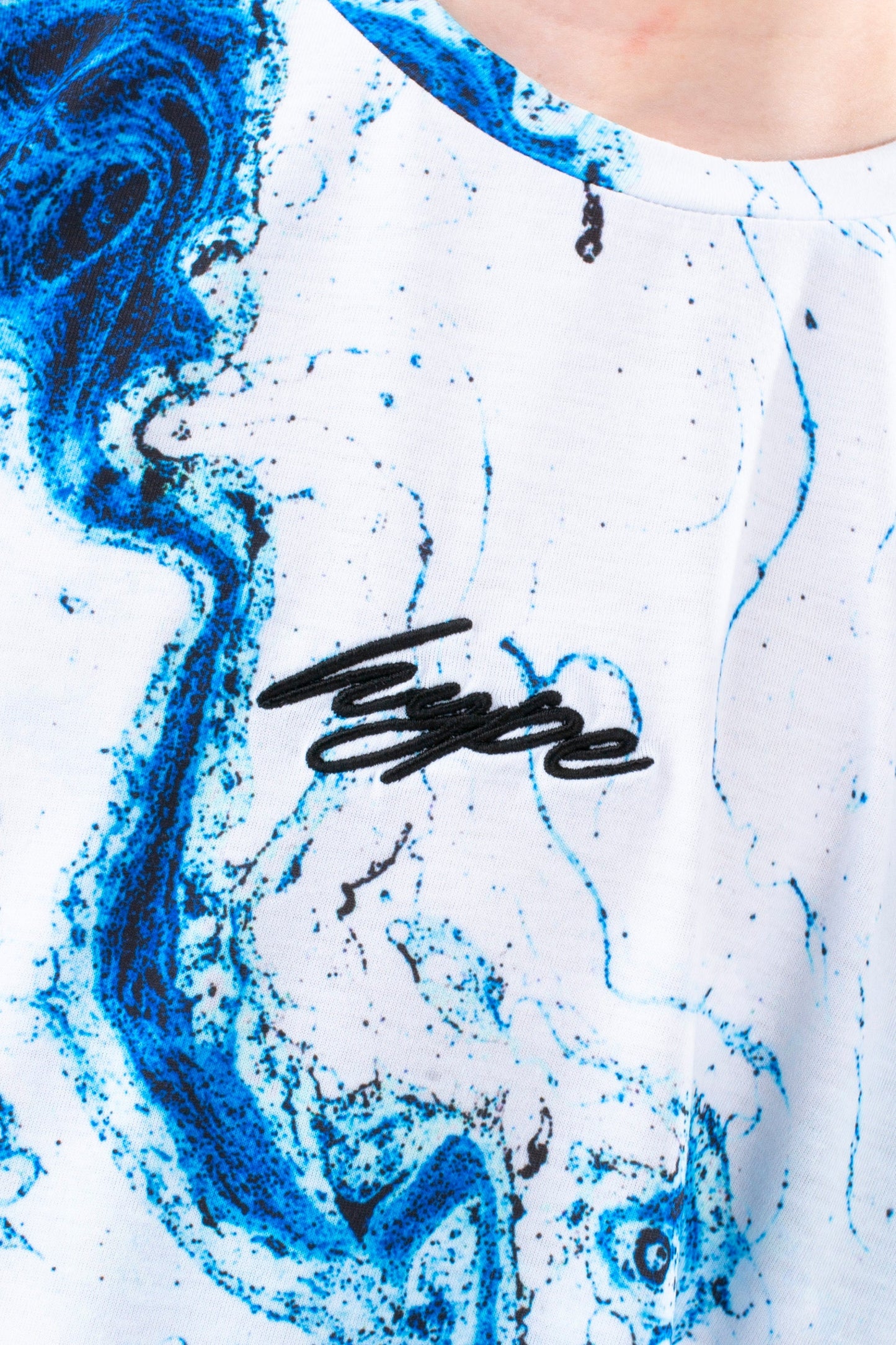 HYPE BOY WHITE BLUE MARBLE SCRIPT T-SHIRT