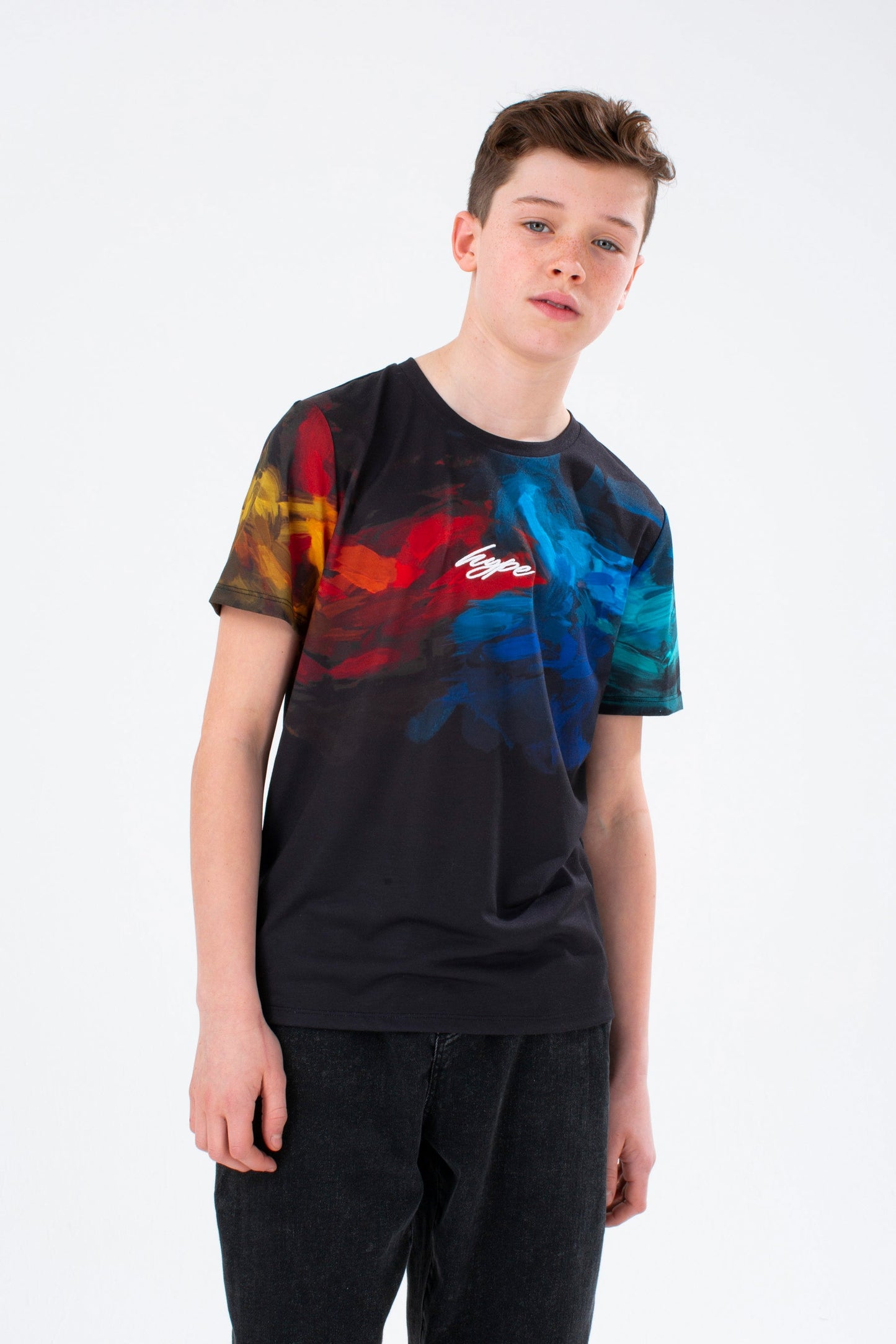 HYPE BOYS BLACK CHEST HIT PAINT T-SHIRT