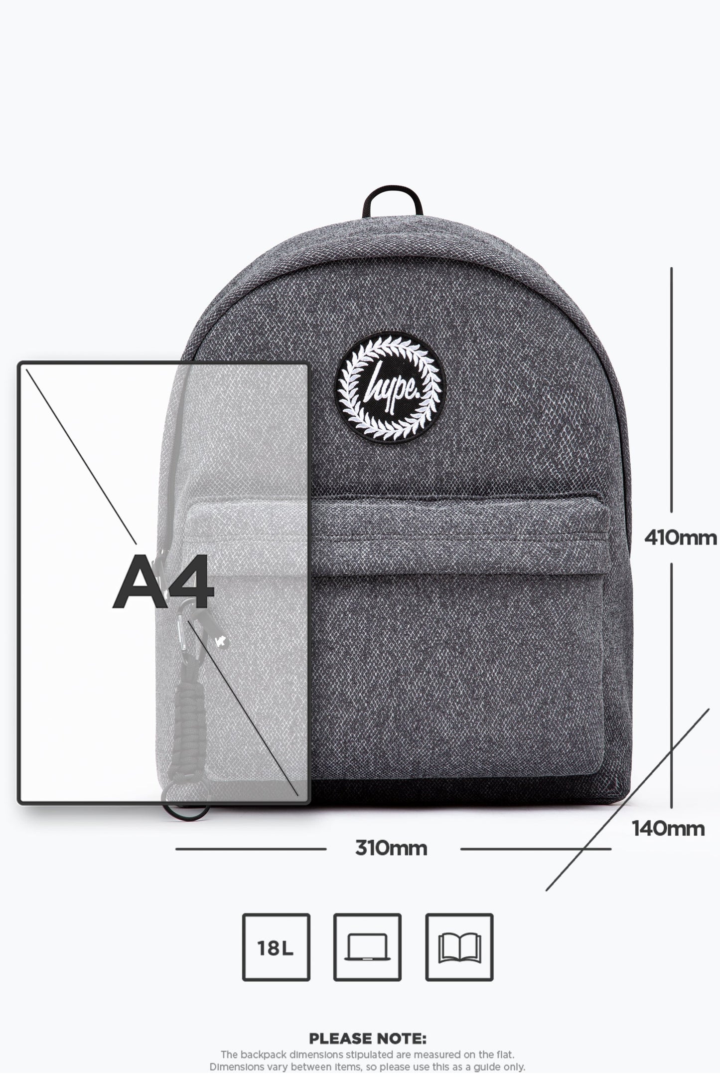 HYPE GUNMETAL TEXTURE BACKPACK