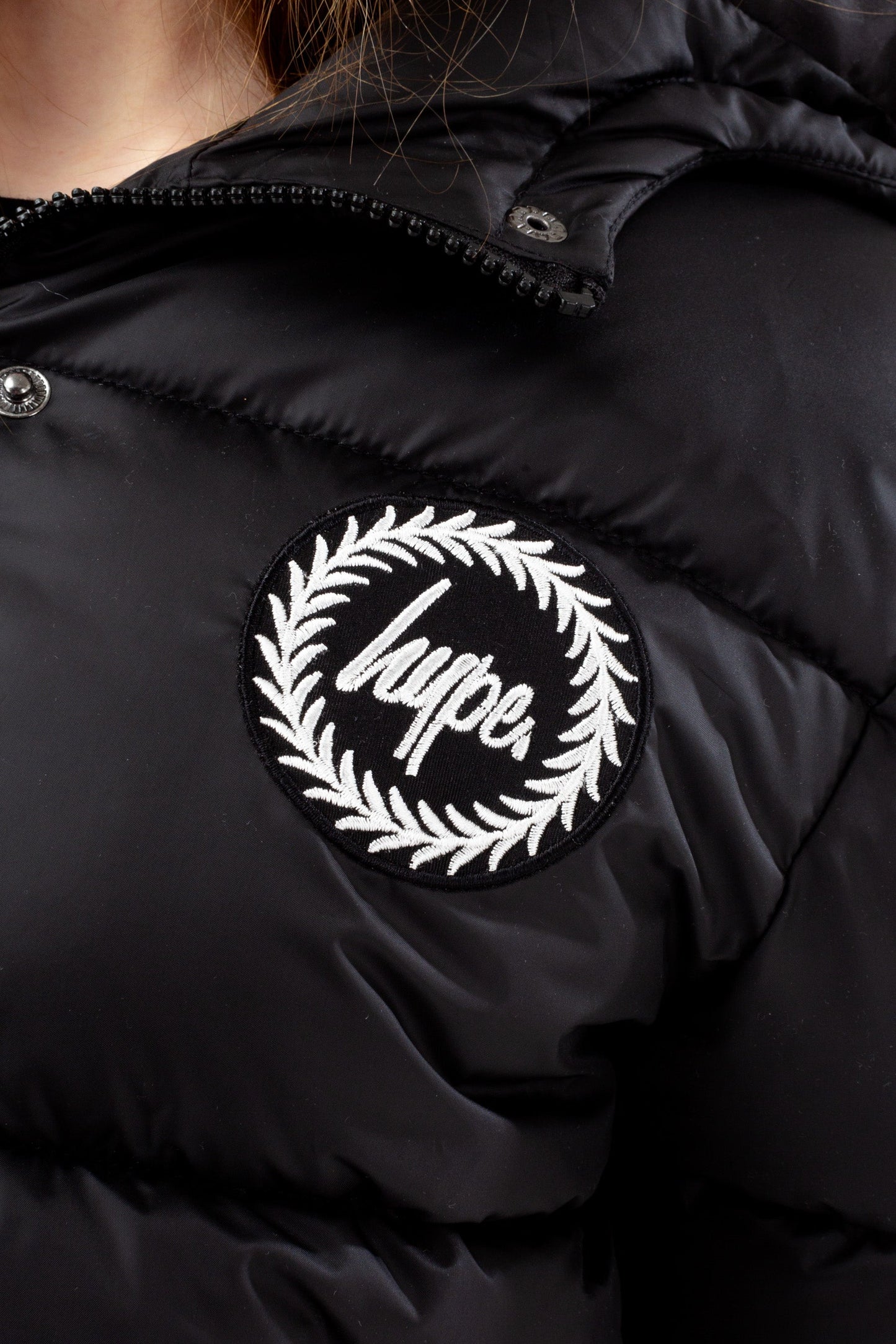 HYPE GIRLS BLACK CROPPED PADDED PUFFER JACKET