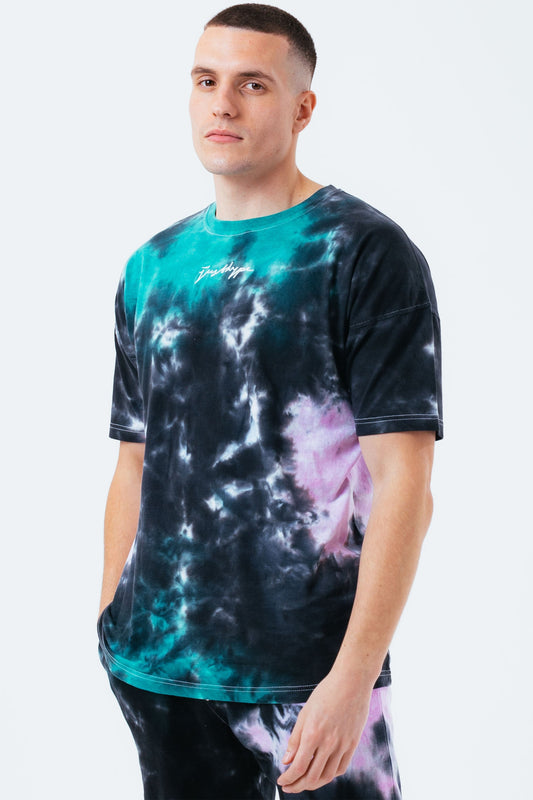 HYPE MULTI ACID WASH SCRIBBLE LOGO MEN'S OVERSIZED T-SHIRT