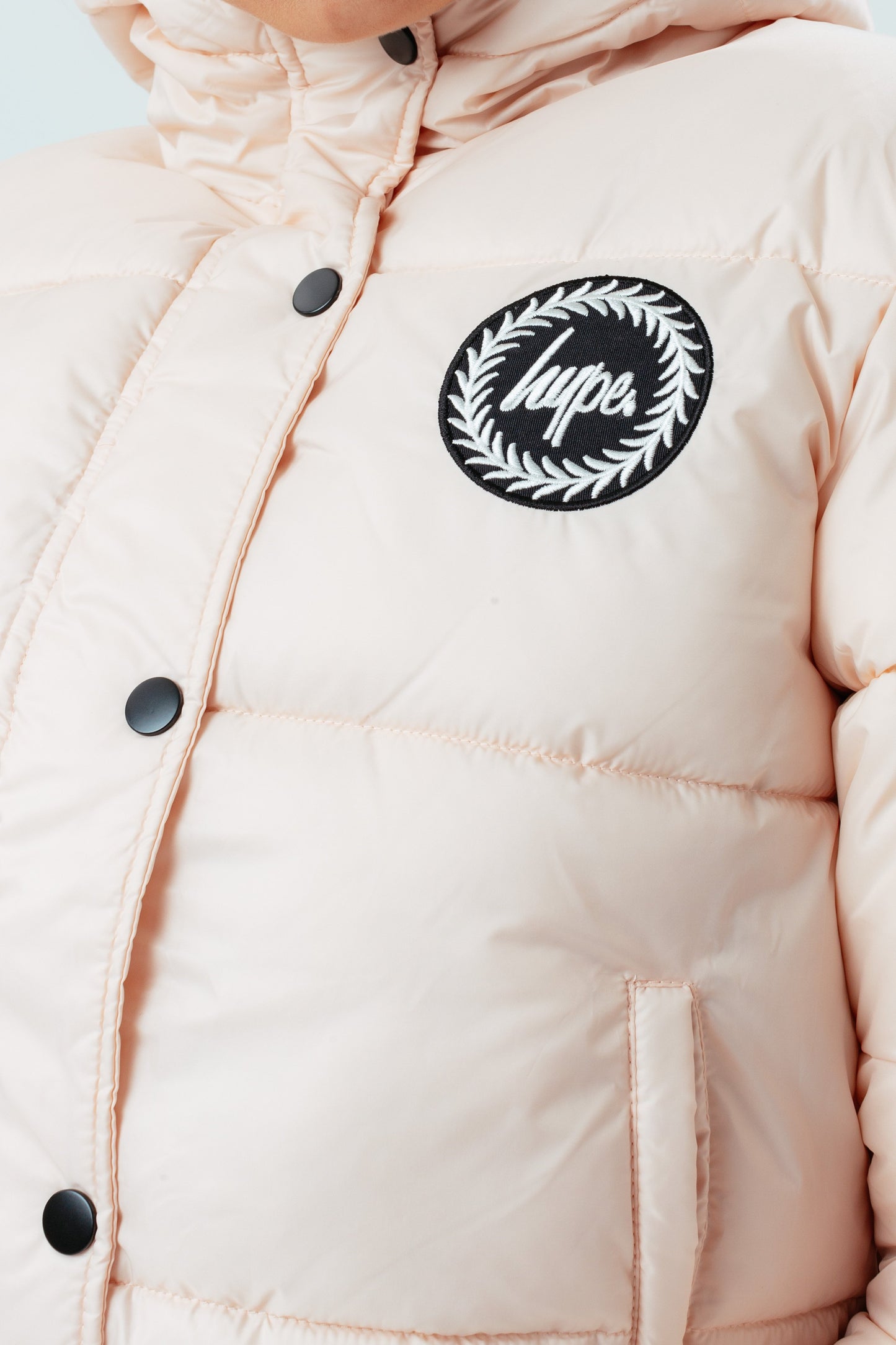 HYPE PALE PINK GIRLS CROPPED PUFFER JACKET