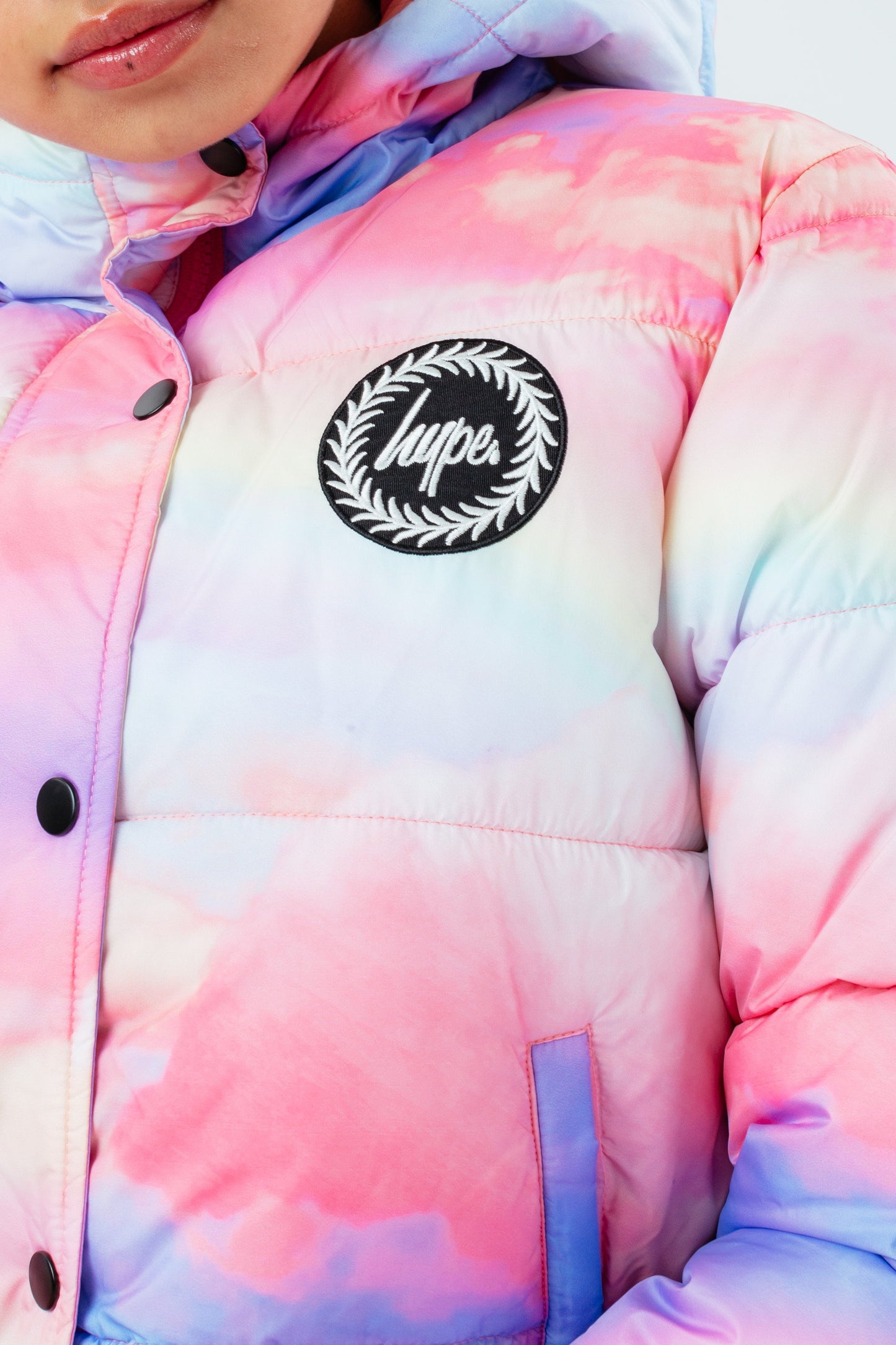 HYPE DOUBLE RAINBOW GIRLS CROPPED PUFFER JACKET
