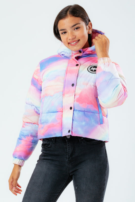 HYPE DOUBLE RAINBOW GIRLS CROPPED PUFFER JACKET