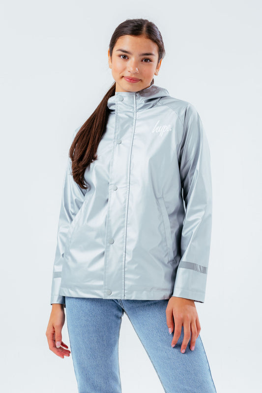 HYPE GREY SCRIPT GIRLS RAIN COAT