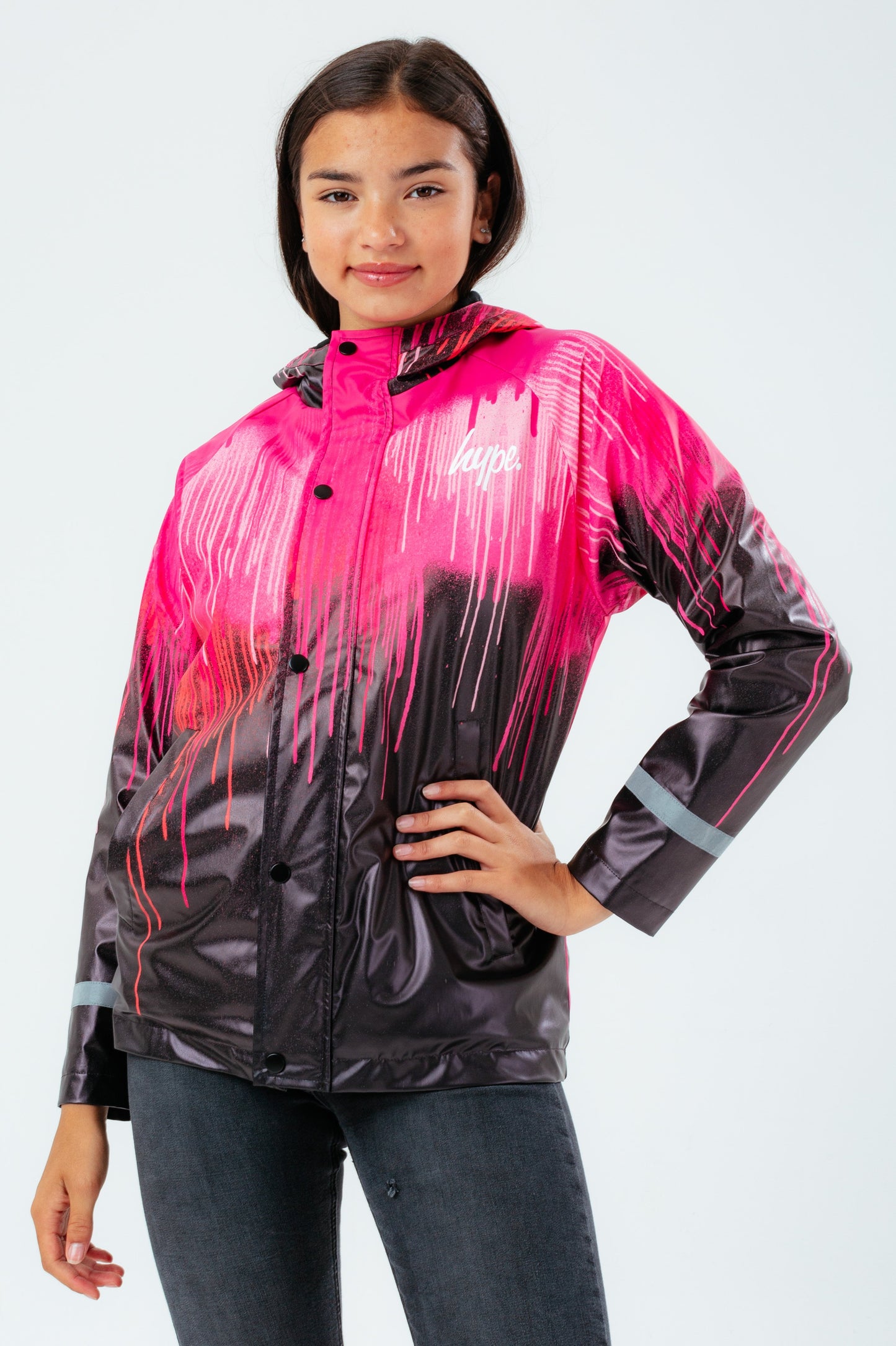 HYPE PINK DRIP GIRLS RAIN COAT