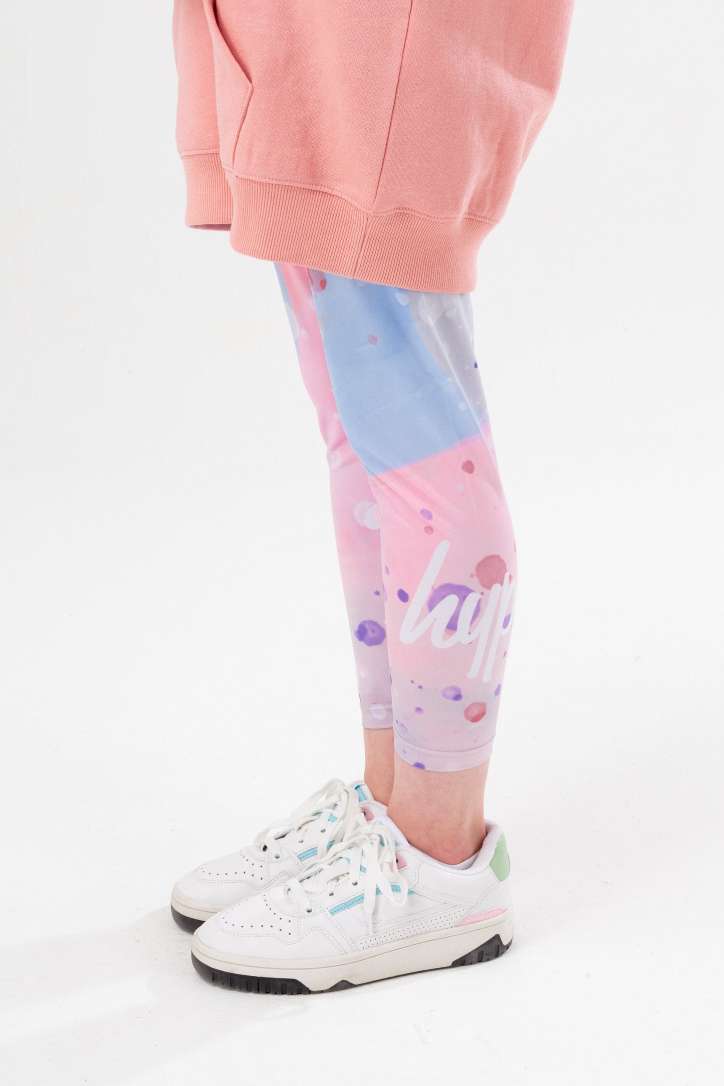 HYPE GIRLS NUDE MYSTIC CLOUDS SCRIPT LONGLINE HOODIE & LEGGINGS SET