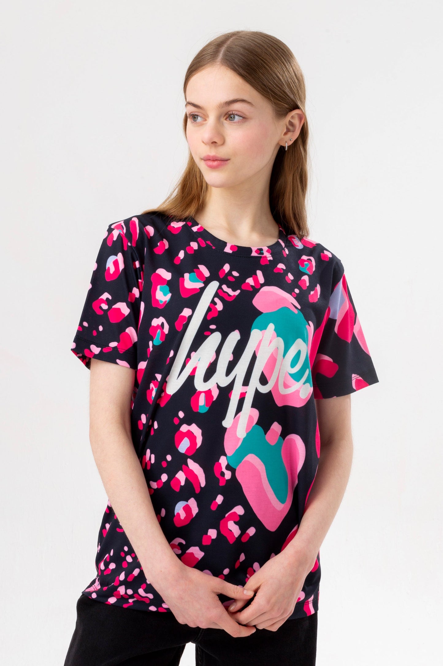 HYPE GIRLS PINK FADE & GROOVY LEOPARD SCRIPT T-SHIRT THREE PACK