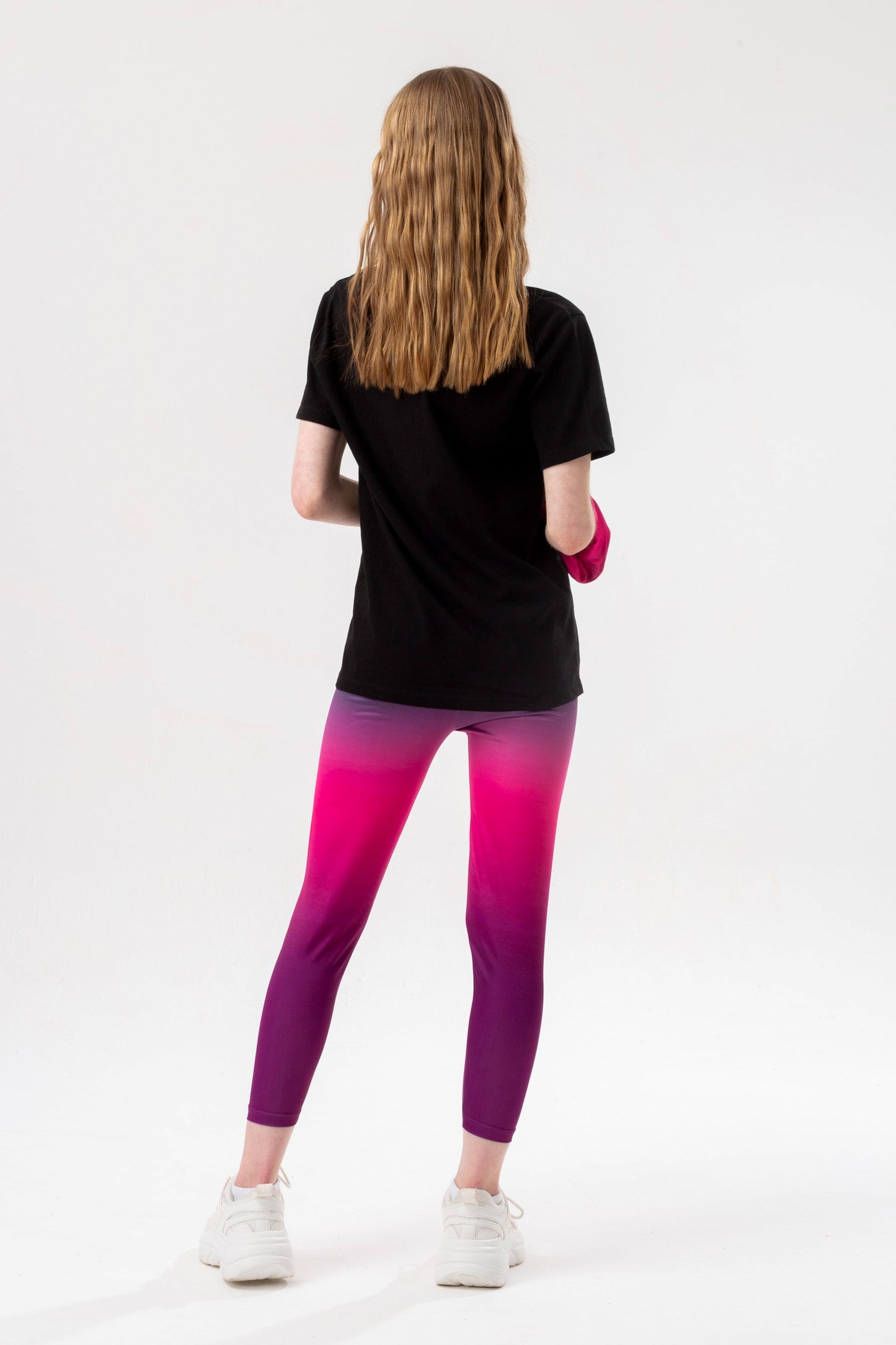 HYPE GIRLS BLACK TO PINK FADE SCRIPT T-SHIRT& LEGGINGS & SCRUNCHIE SET