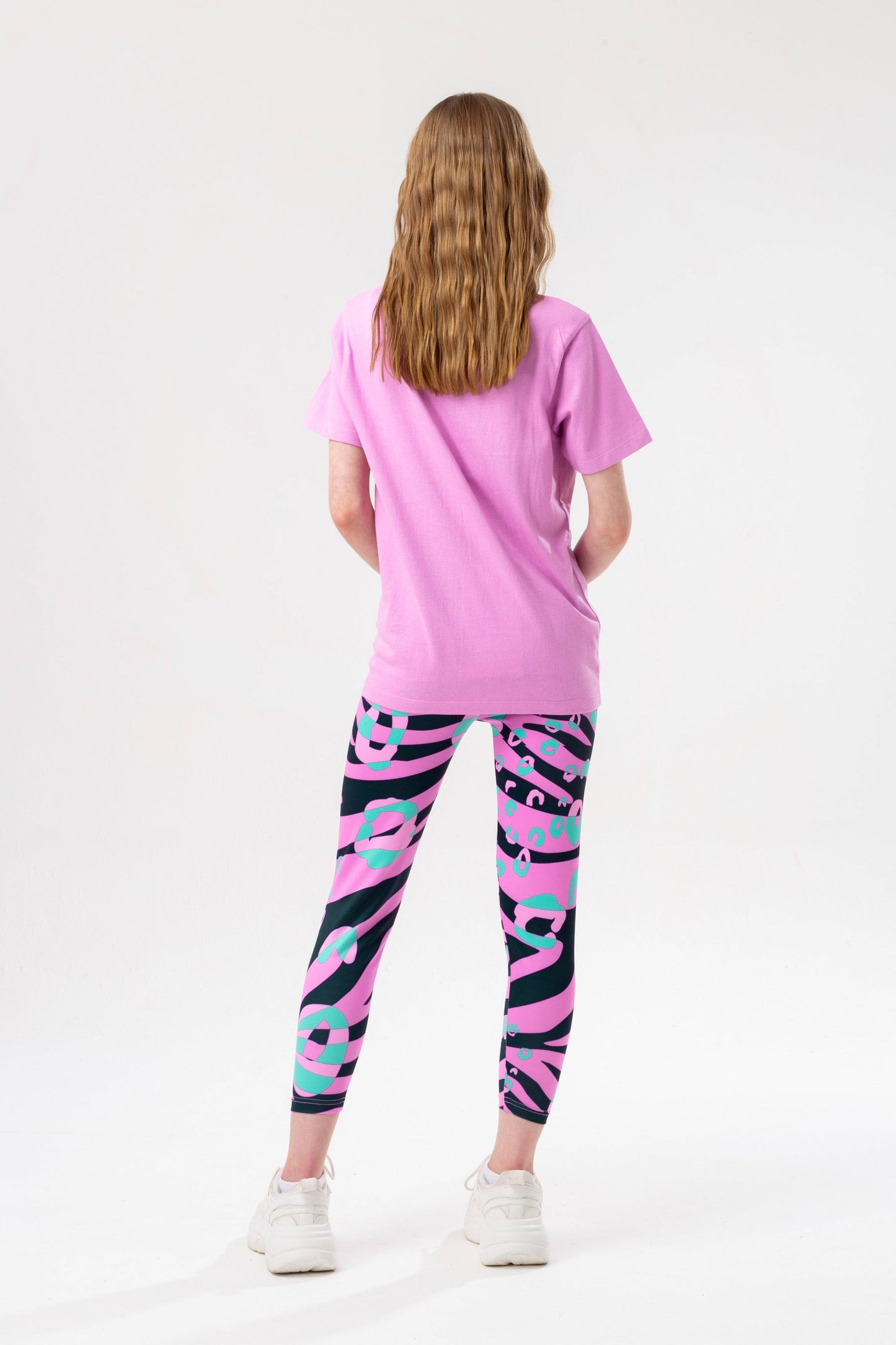 HYPE GIRLS LILAC GROOVY ZEBRA SCRIPT T-SHIRT & LEGGINGS & SCRUNCHIE SET