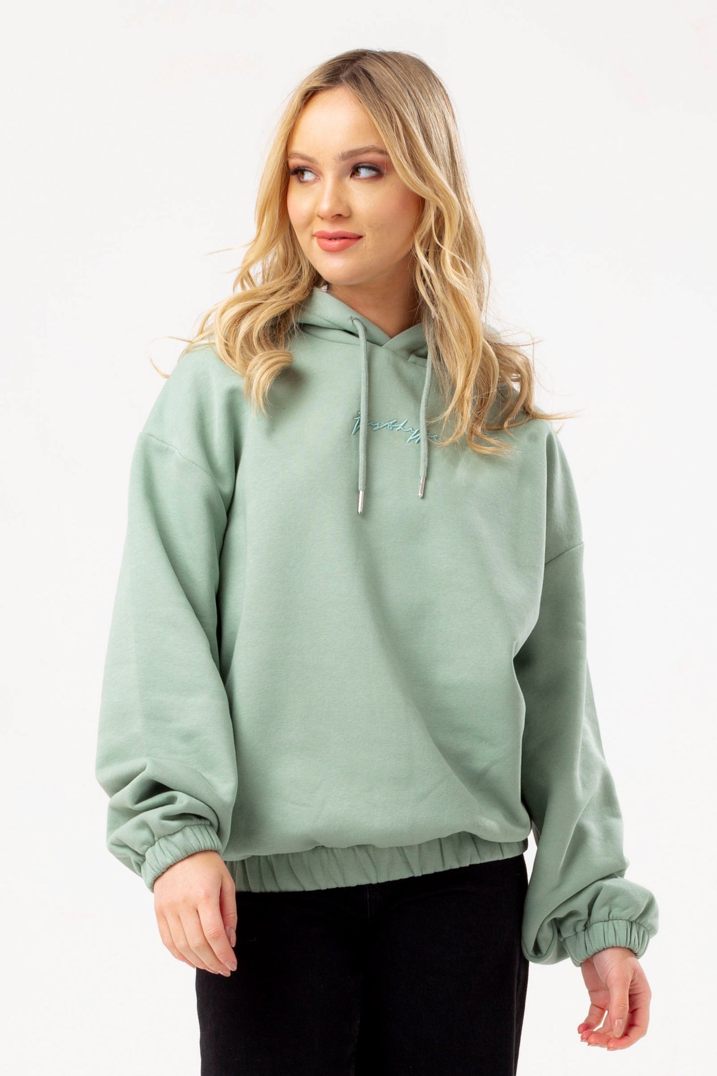 HYPE SAGE BRANDED DRAWCORD CUFF JUST HYPE WOMEN'S HOODIE