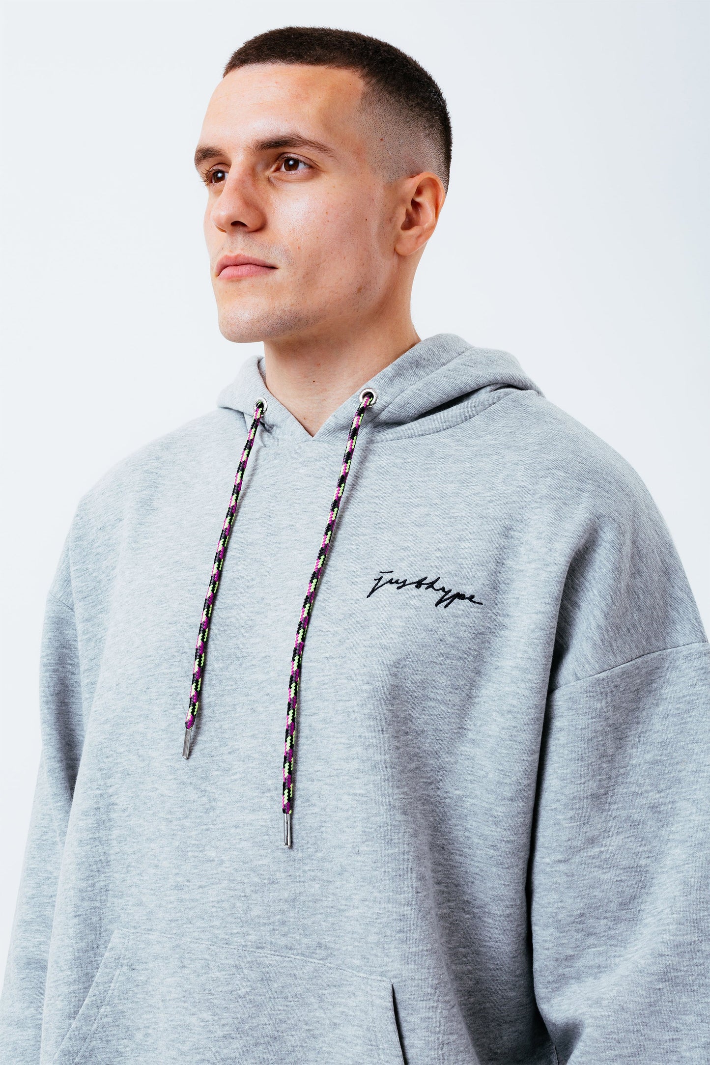 HYPE GREY MARL MEN'S OVERSIZED PULLOVER HOODIE