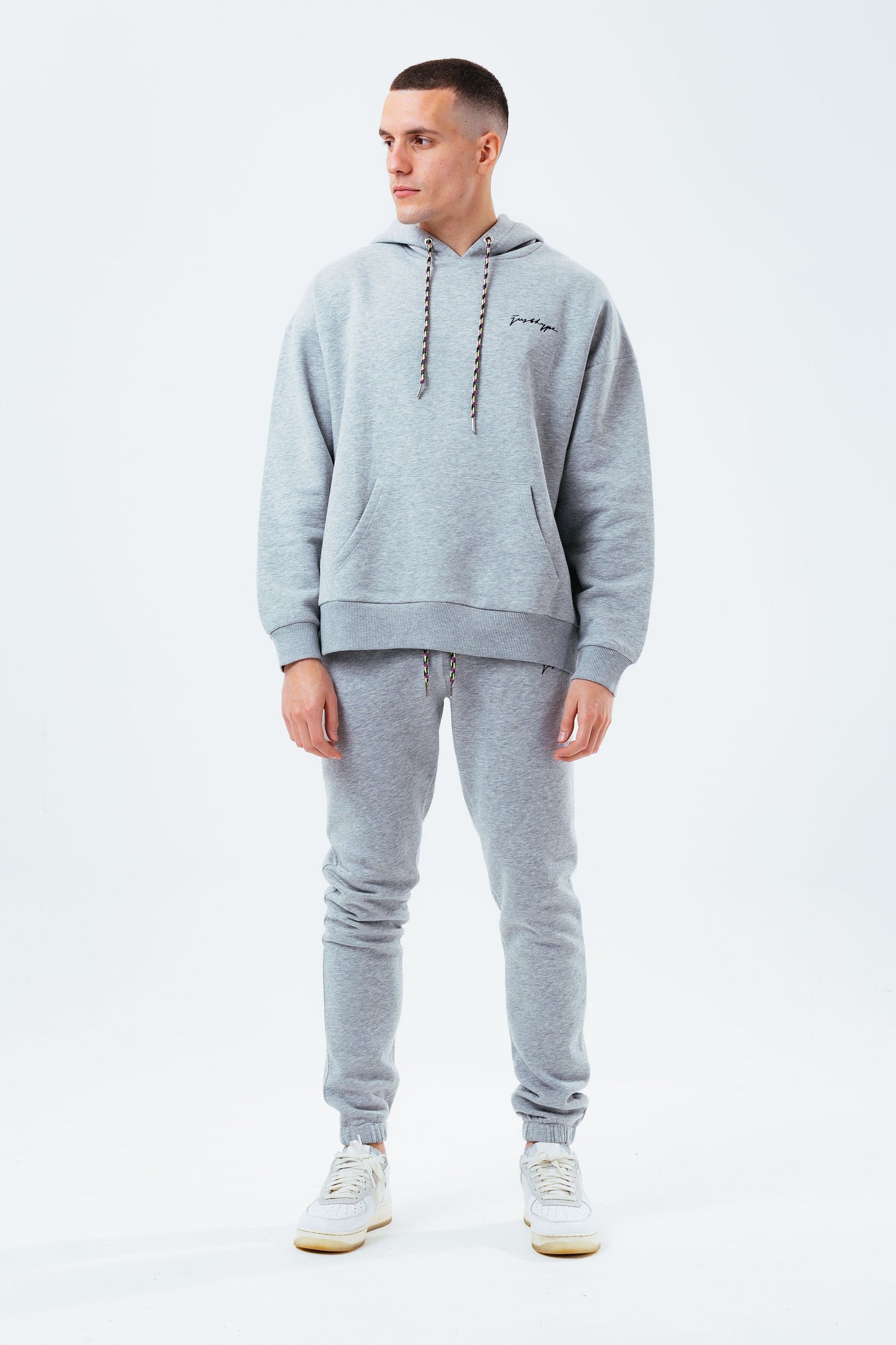 HYPE GREY MARL MEN'S OVERSIZED PULLOVER HOODIE