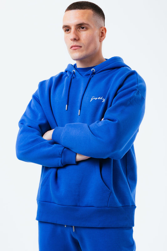 HYPE ROYAL BLUE MEN'S OVERSIZED PULLOVER HOODIE