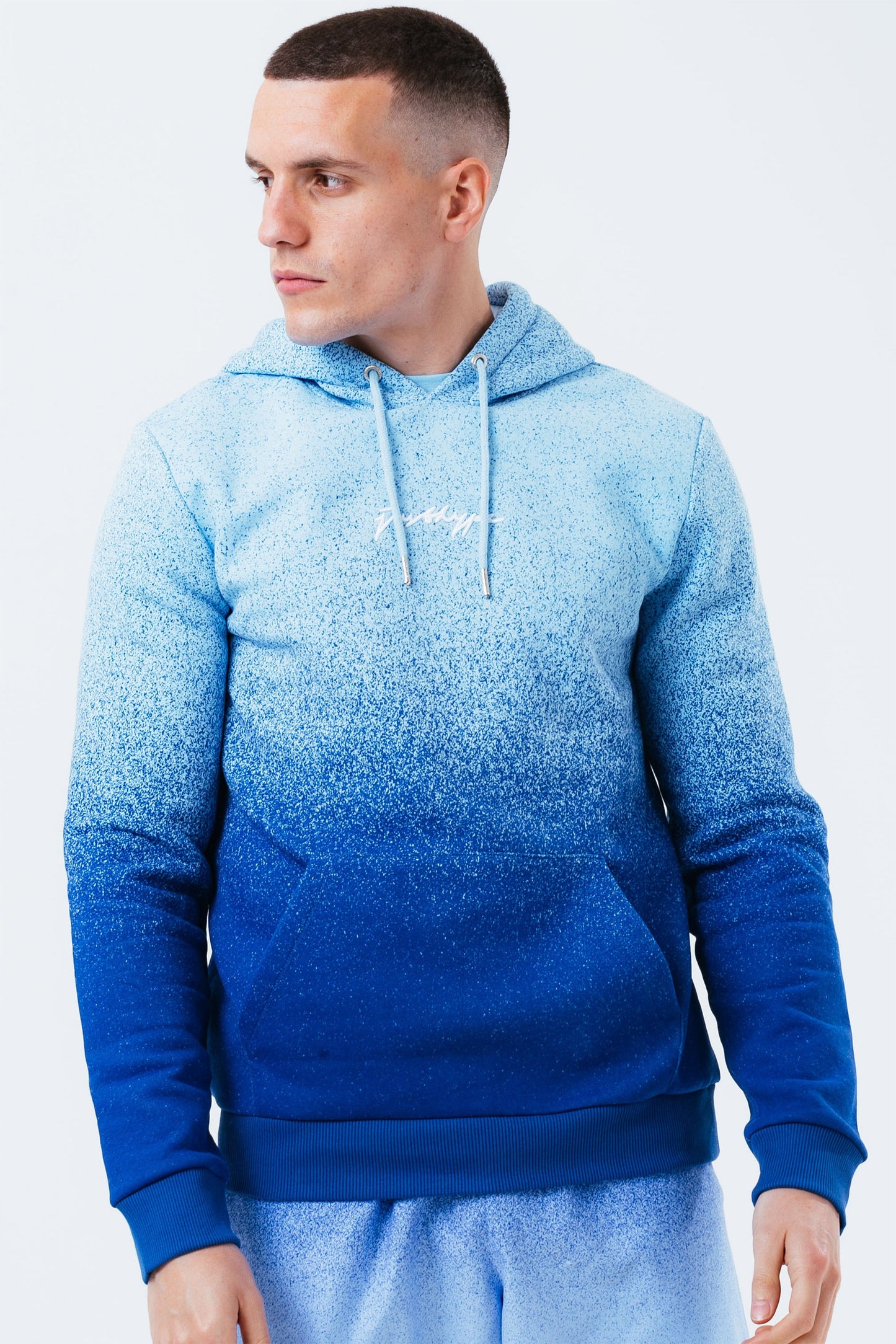 HYPE BLUE SPECKLE FADE MEN'S PULLOVER HOODIE