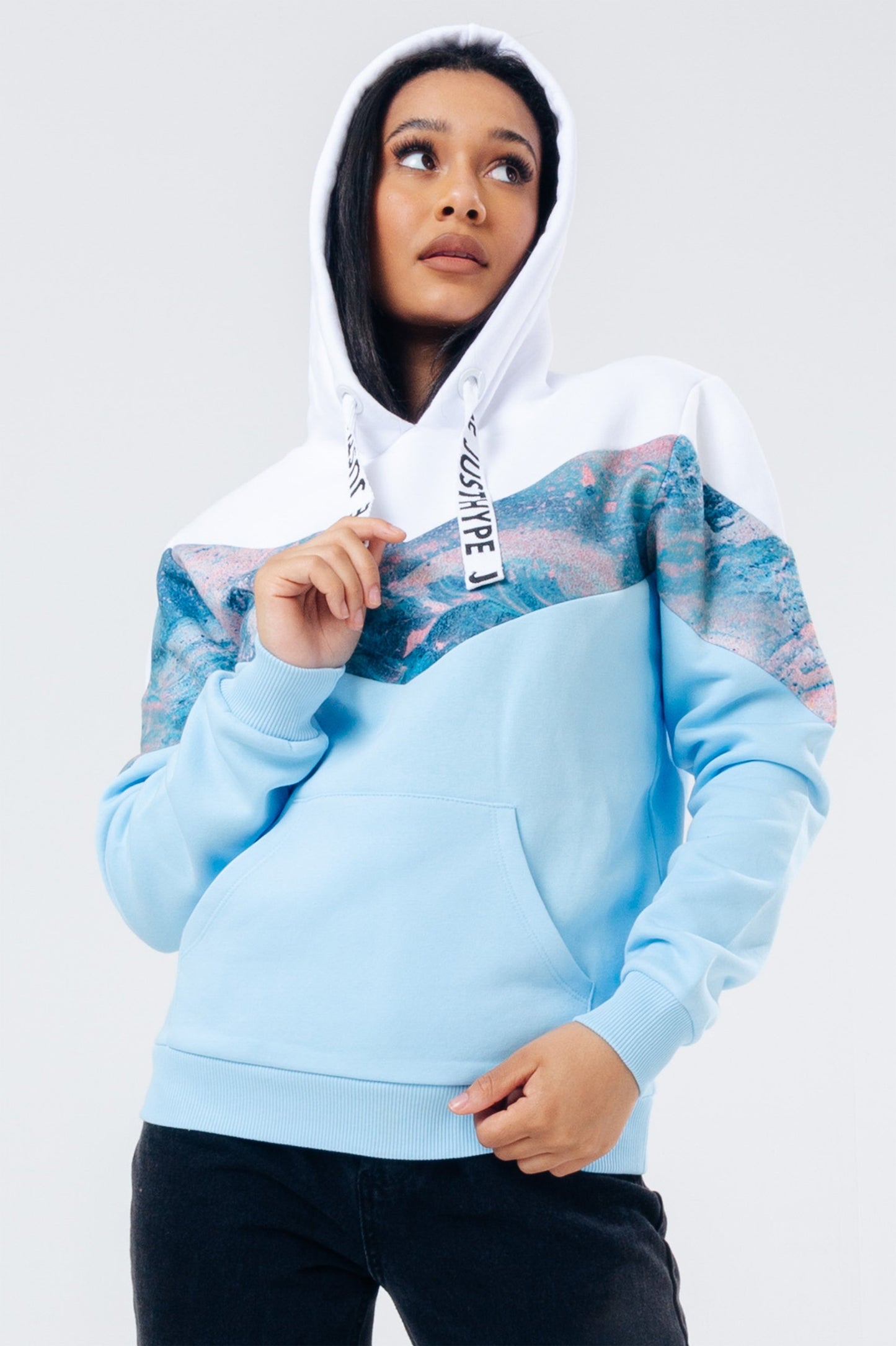 HYPE BLUE MARBLE WOMEN'S PULLOVER HOODIE