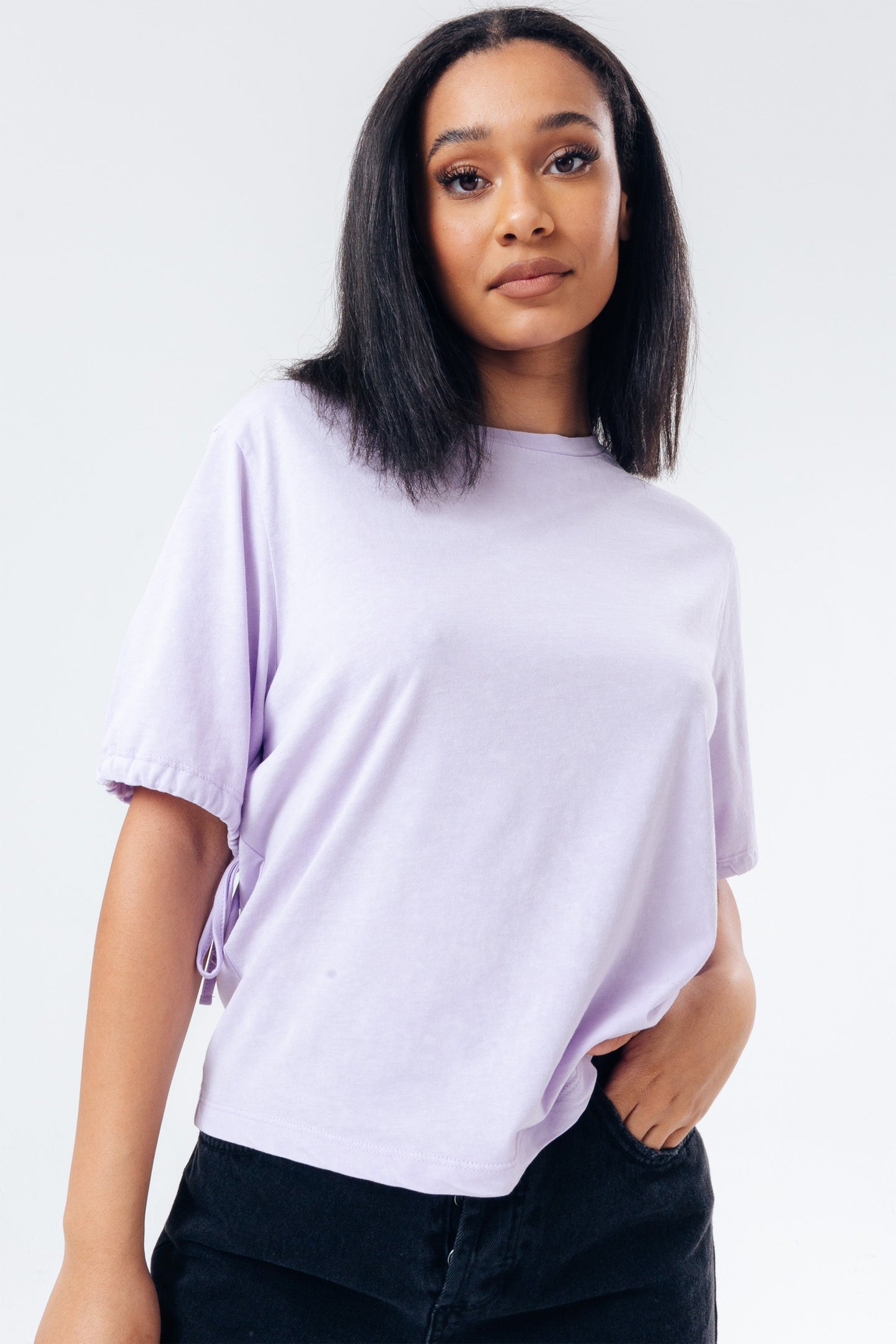 HYPE LILAC VINTAGE WOMEN'S TIE SLEEVE T-SHIRT