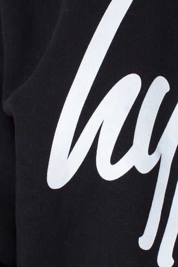 Hype Black White Script Kids Crop Hoodie