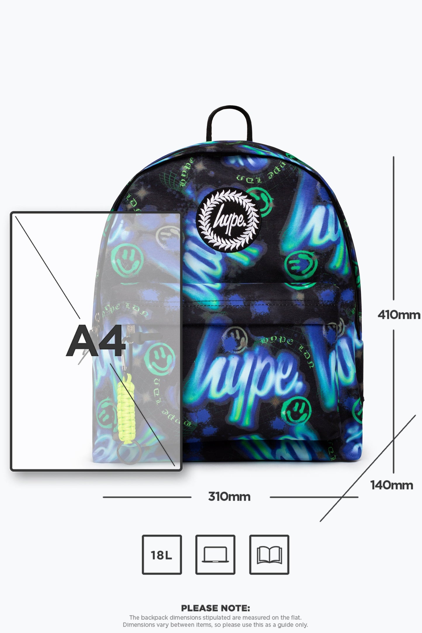 HYPE BLUE ELECTRIC SMILE SCRIPT BACKPACK