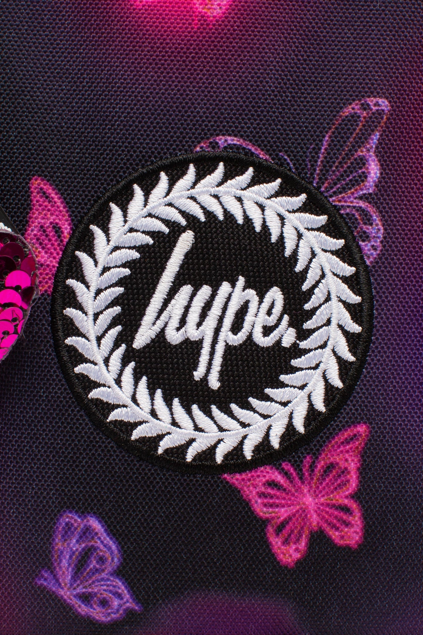 HYPE PINK AND PURPLE CHROME GLOW BUTTERFLY LUNCH BOX