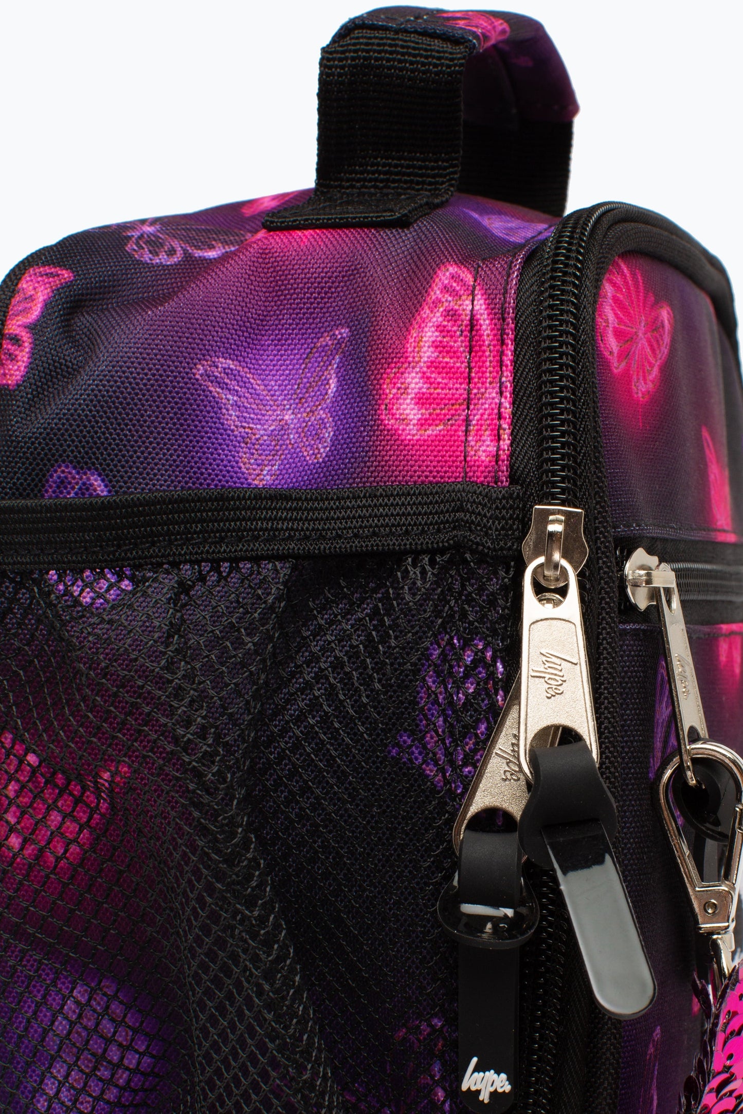 HYPE PINK AND PURPLE CHROME GLOW BUTTERFLY LUNCH BOX