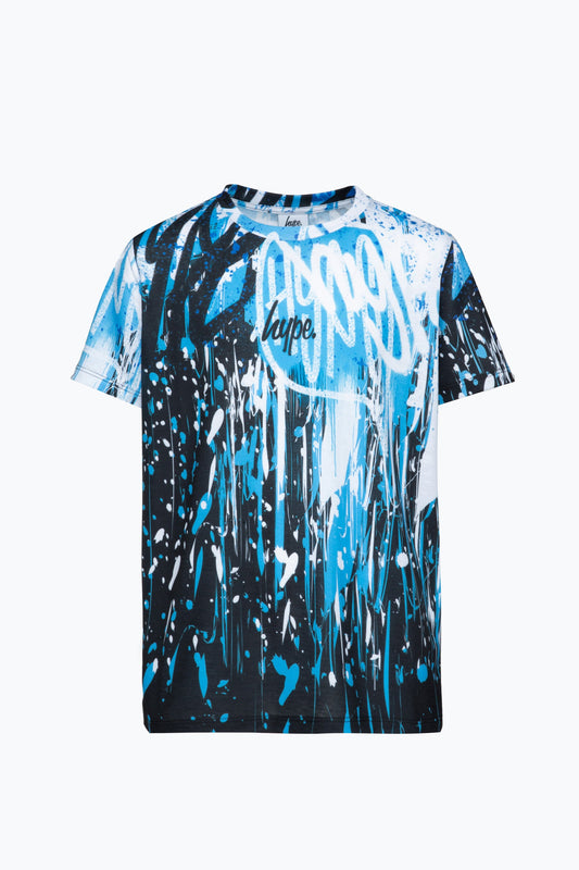 HYPE BOYS BLUE GRAFFITI DRIP  T-SHIRT