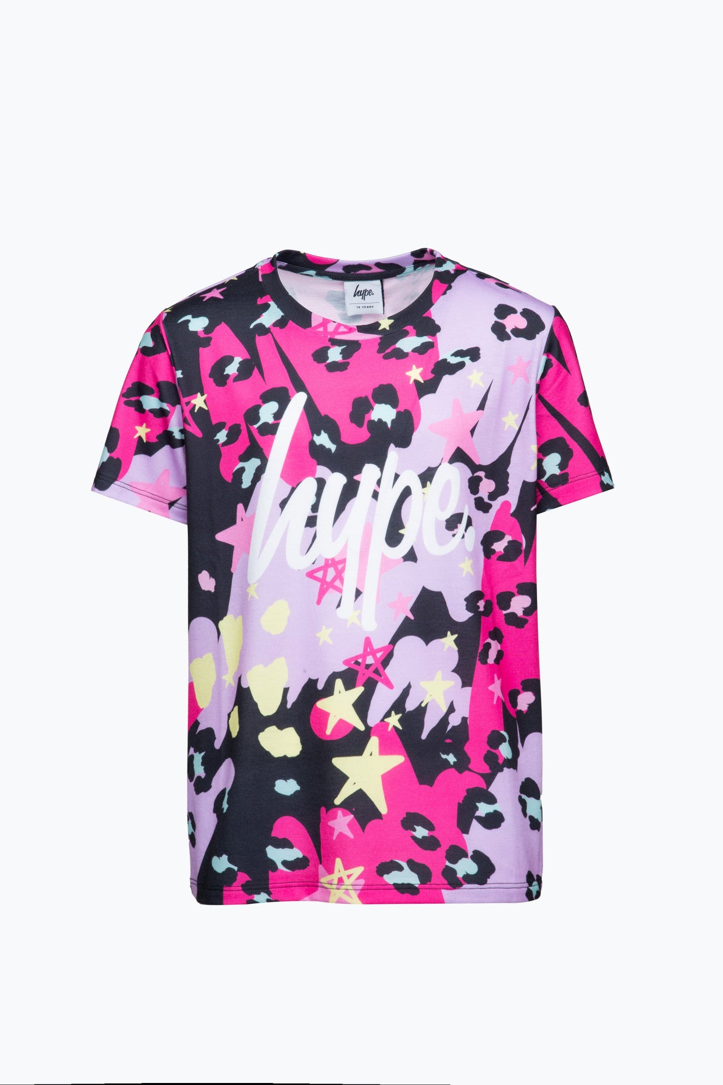 HYPE GIRLS MULTI LEOPARD DOODLE T-SHIRT