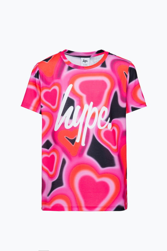 HYPE GIRLS PINK SPRAY HEART T-SHIRT