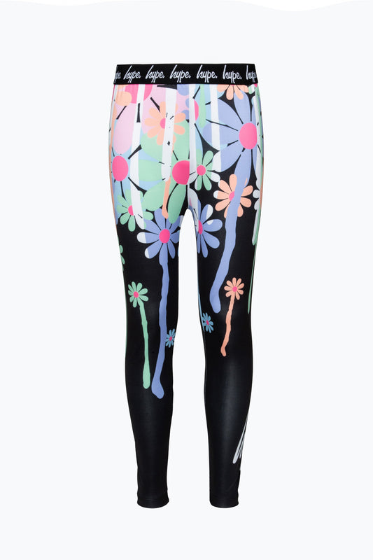 HYPE GIRLS BLACK DAISY DRIP LEGGINGS