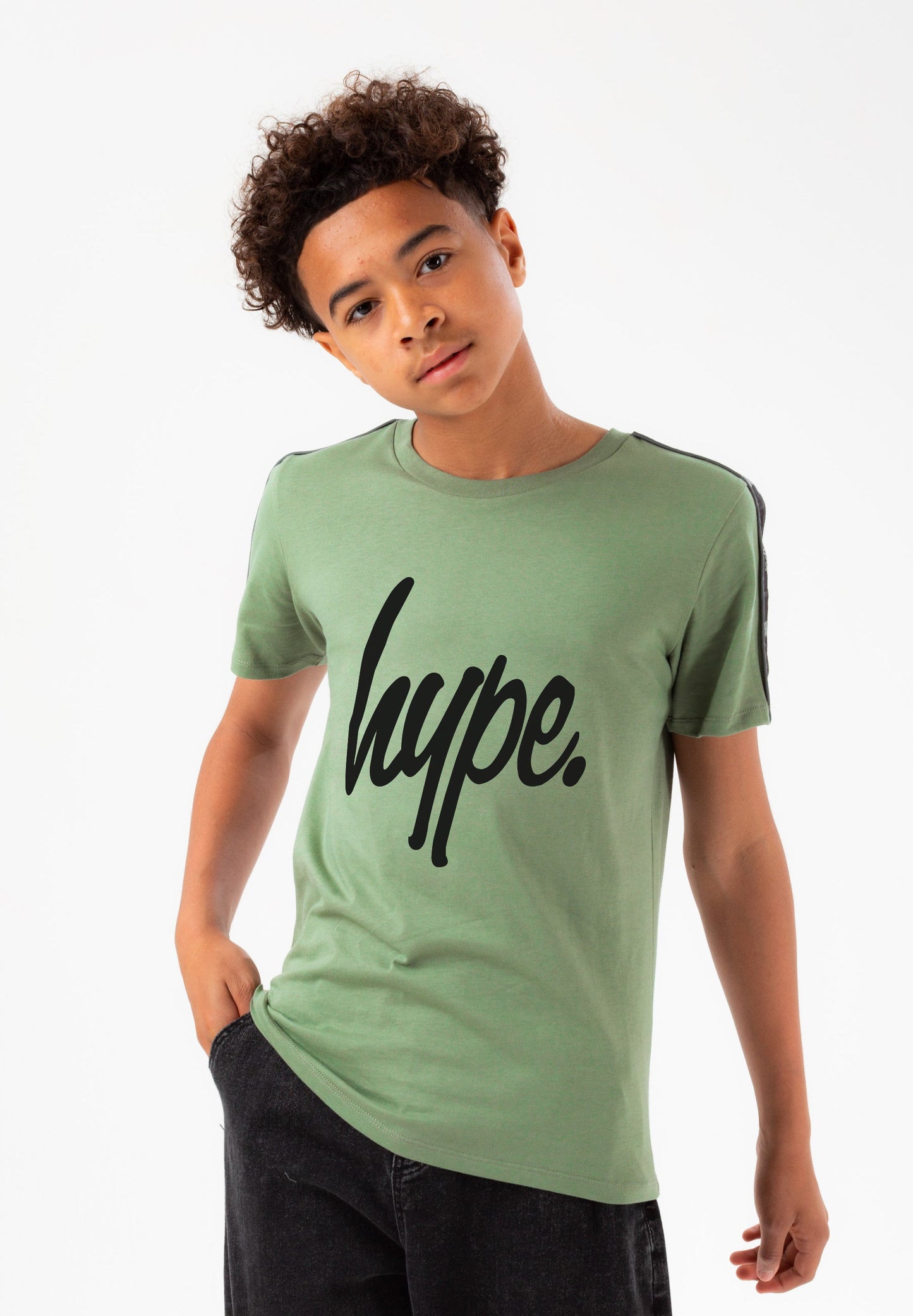 HYPE BOYS KHAKI TAPE SCRIPT T-SHIRT