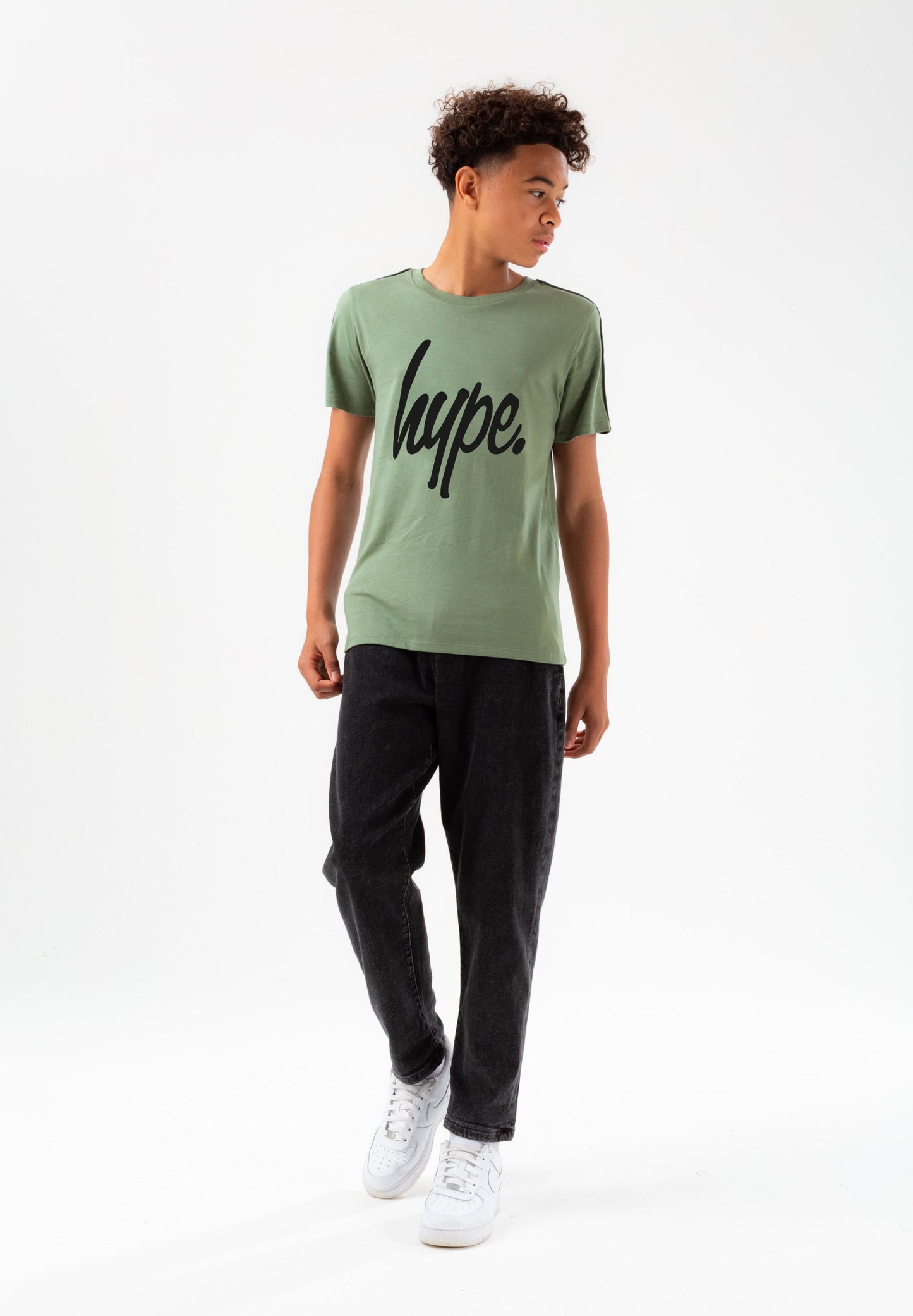 HYPE BOYS KHAKI TAPE SCRIPT T-SHIRT