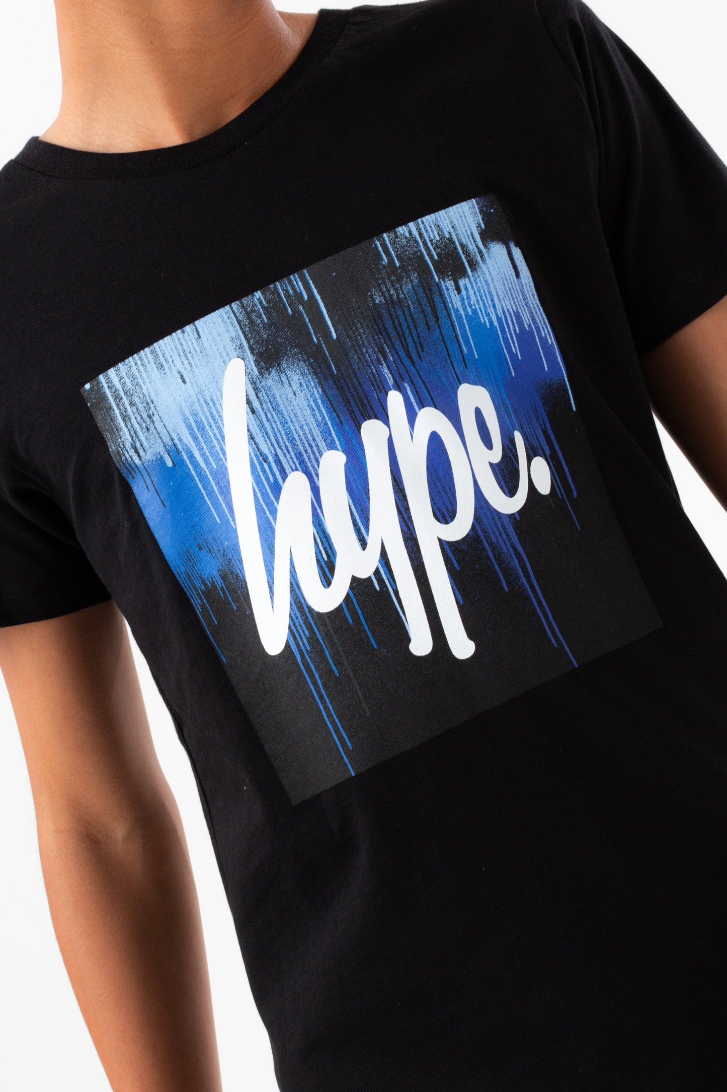 HYPE BOYS BLACK BLUE DRIPS BOX SCRIPT T-SHIRT