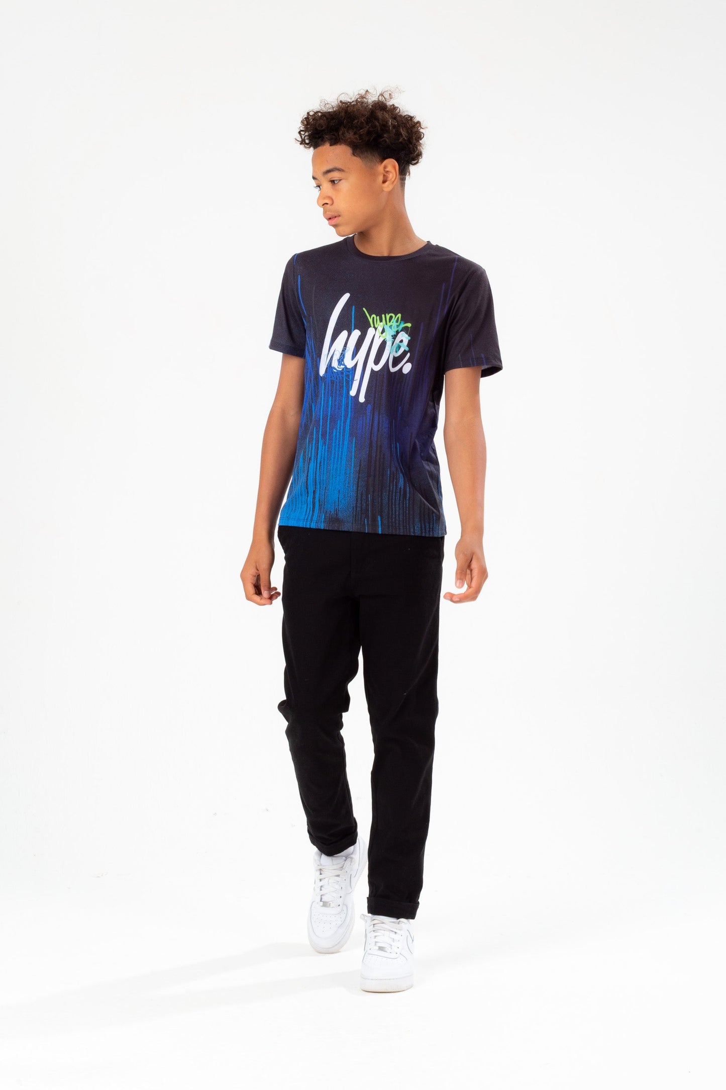 HYPE BOYS BLACK BLUE DRIPS GRAFFITI SCRIPT T-SHIRT