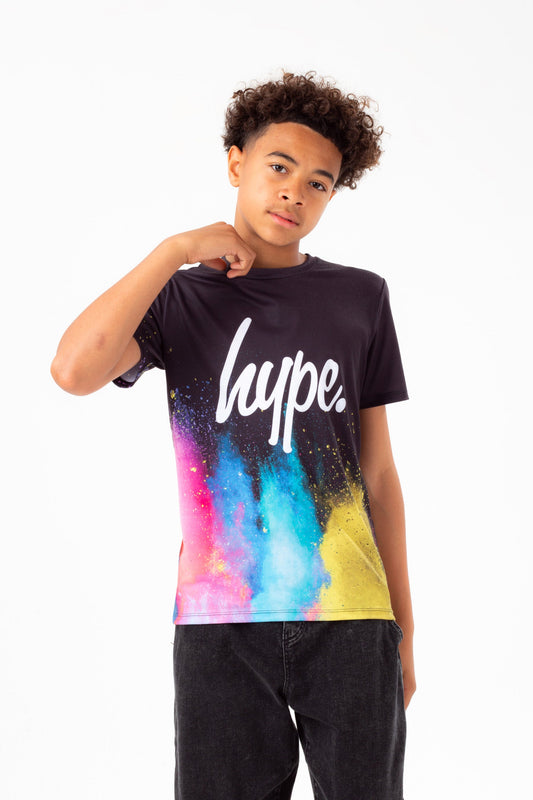 HYPE BOYS BLACK COLOUR EXPLOSION SCRIPT T-SHIRT