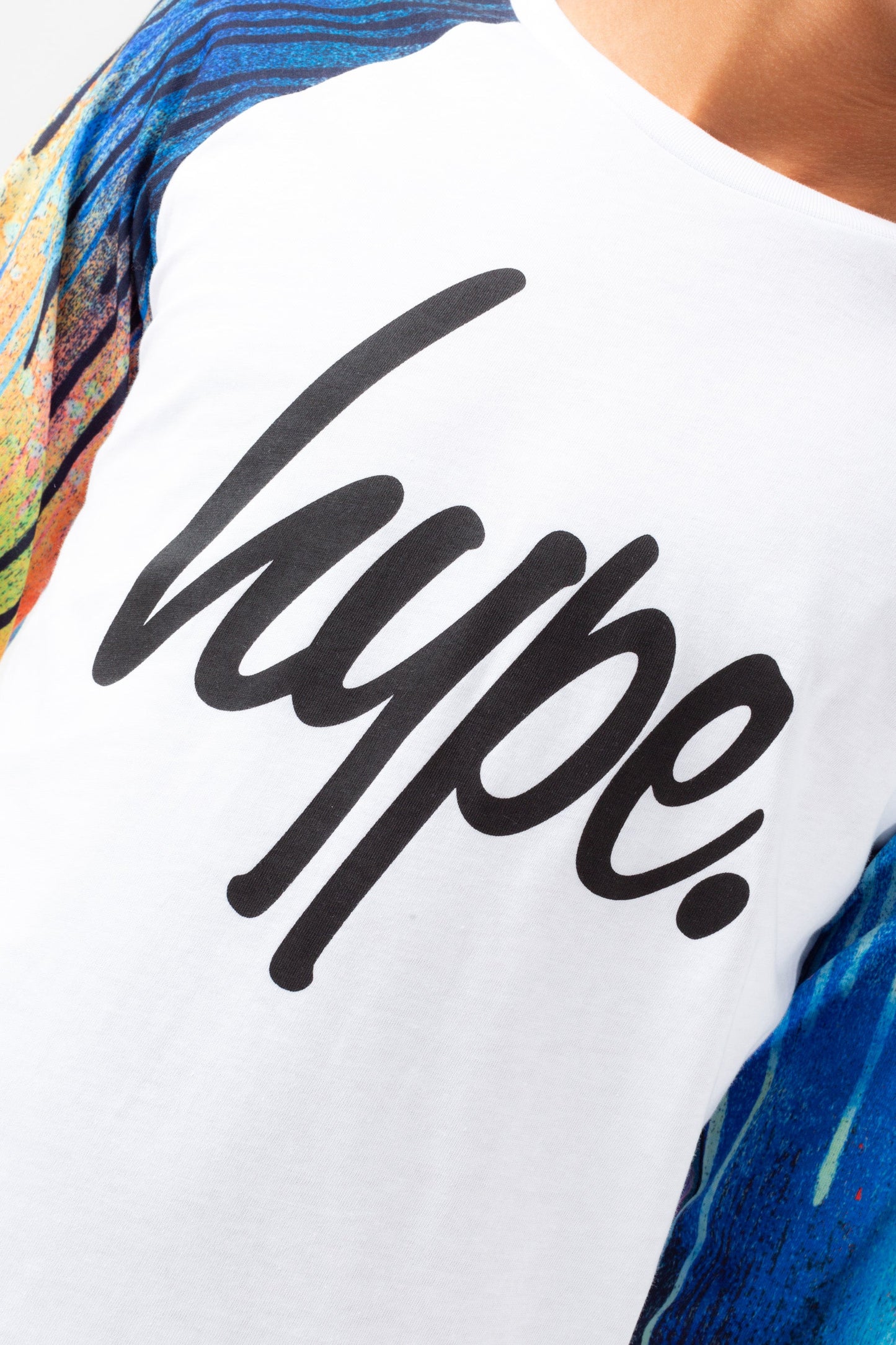 HYPE BOYS WHITE CONTRAST WATERCOLOUR DRIPS SCRIPT L/S T-SHIRT