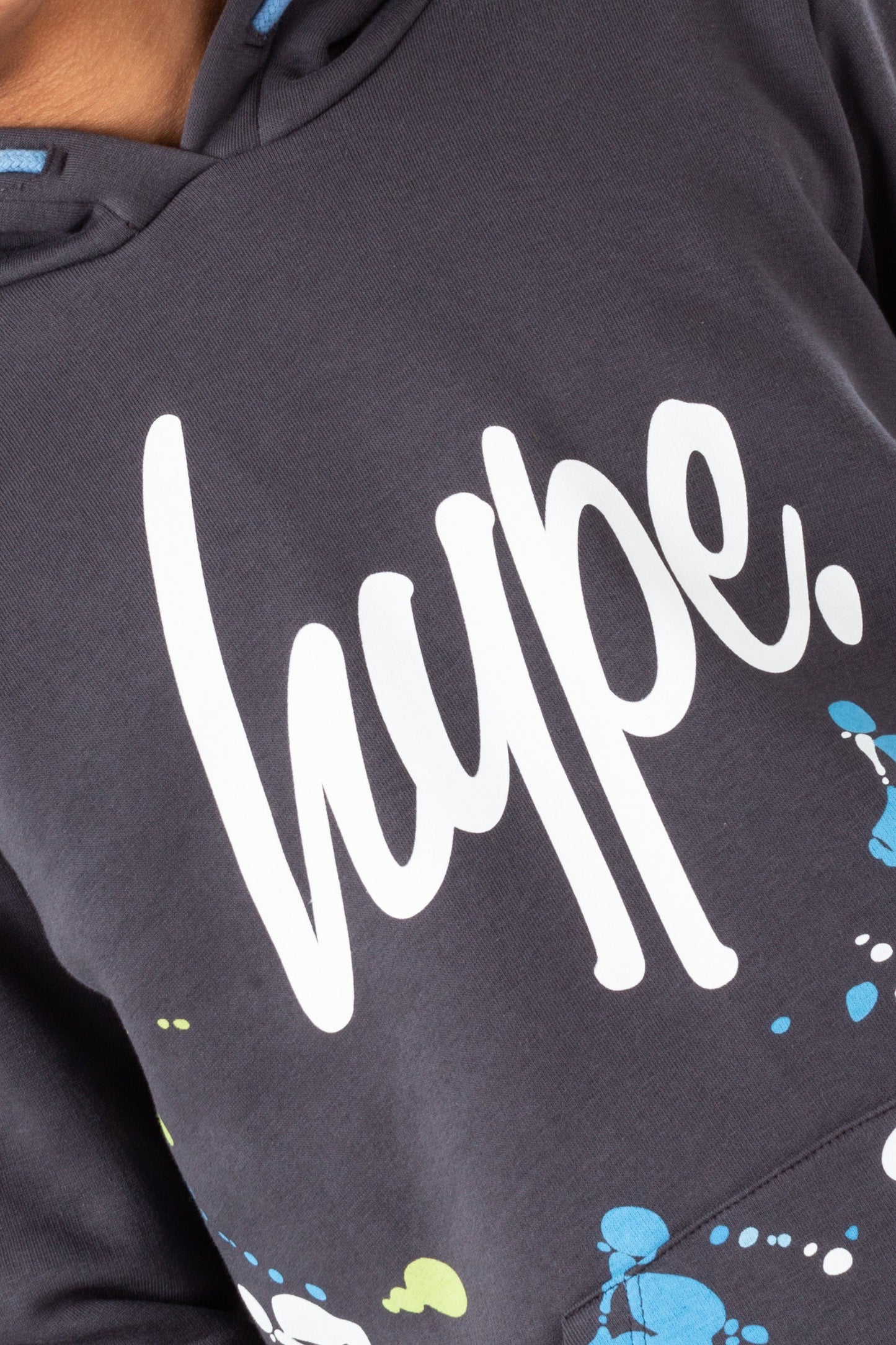 HYPE BOYS GREY SPLAT SCRIPT HOODIE