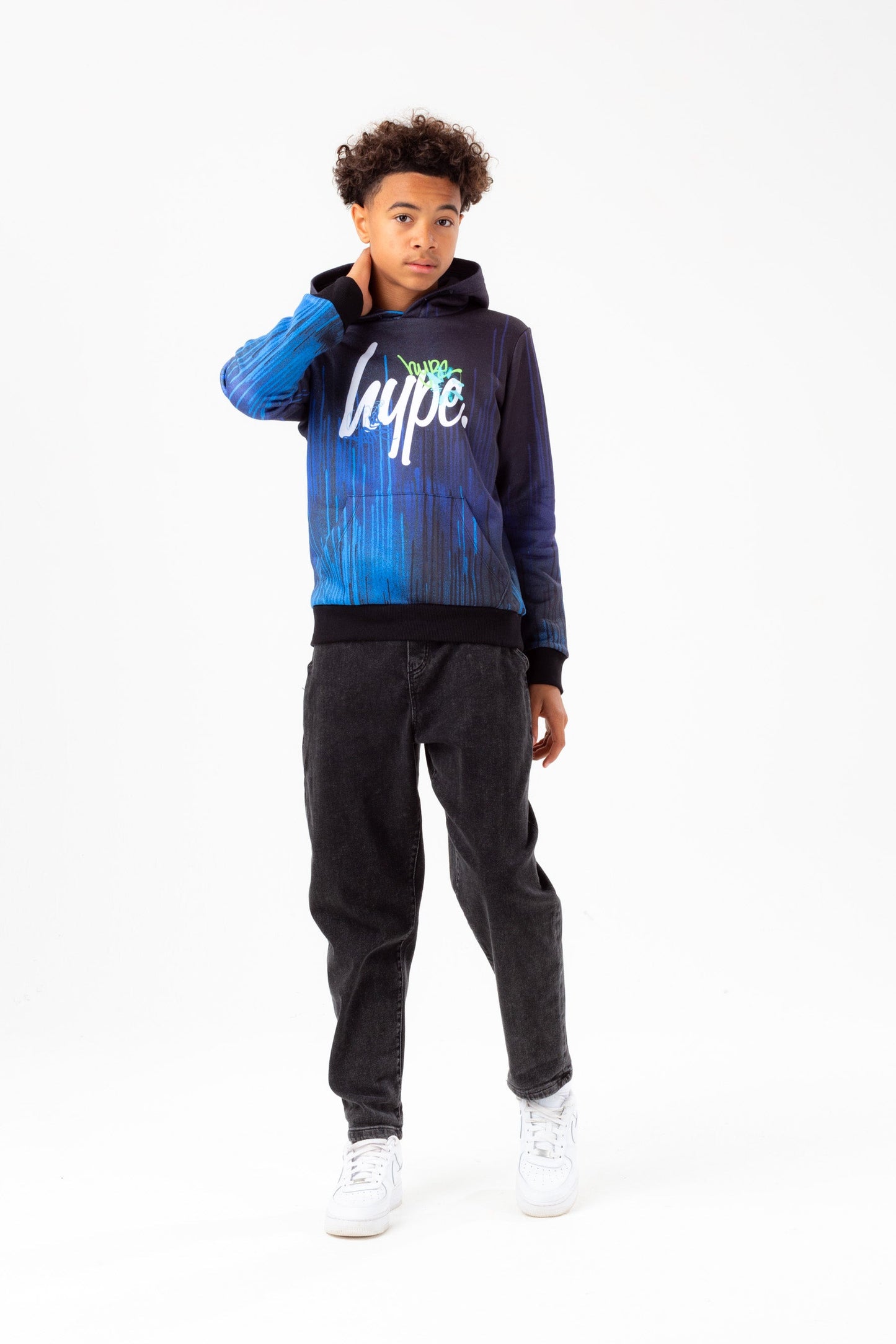 HYPE BOYS BLUE DRIPS HYPE GRAFFITI SCRIPT HOODIE