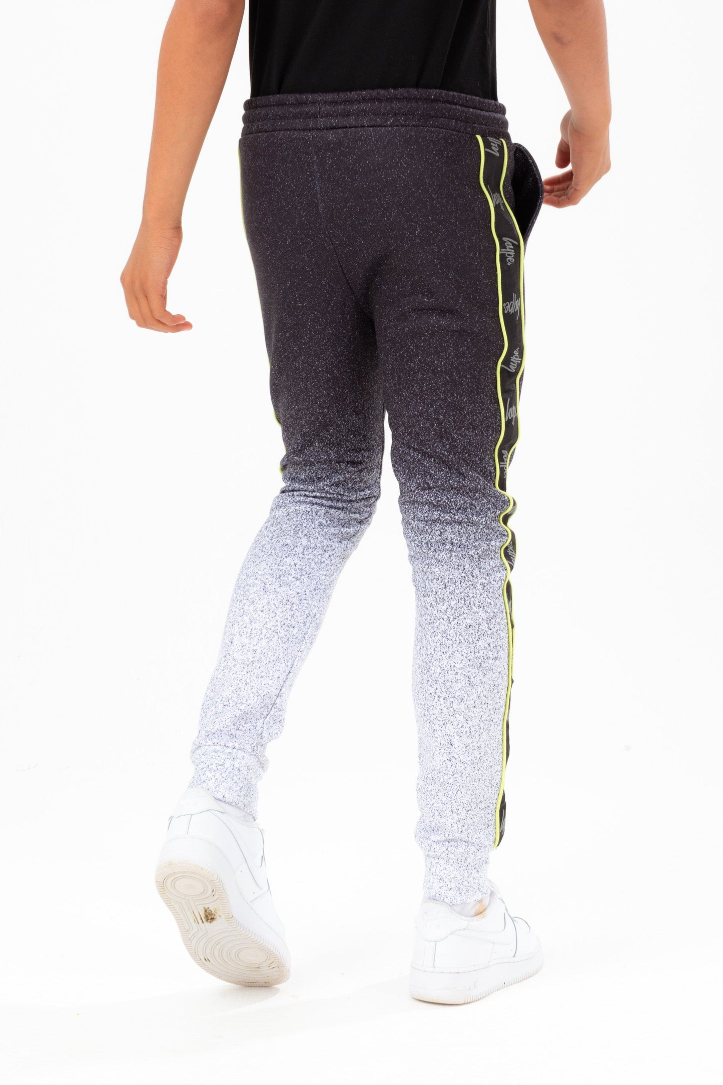 HYPE BOYS MONO SPECKLE FADE LIME TAPE SCRIPT JOGGERS